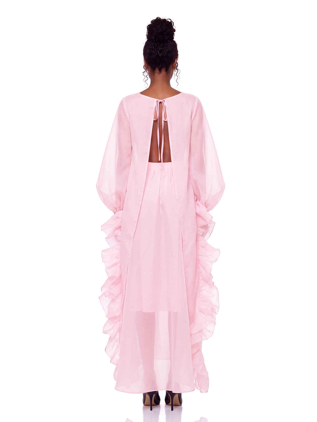 Kirsi Balloon Sleeve Ruffle Mesh Skirt Set