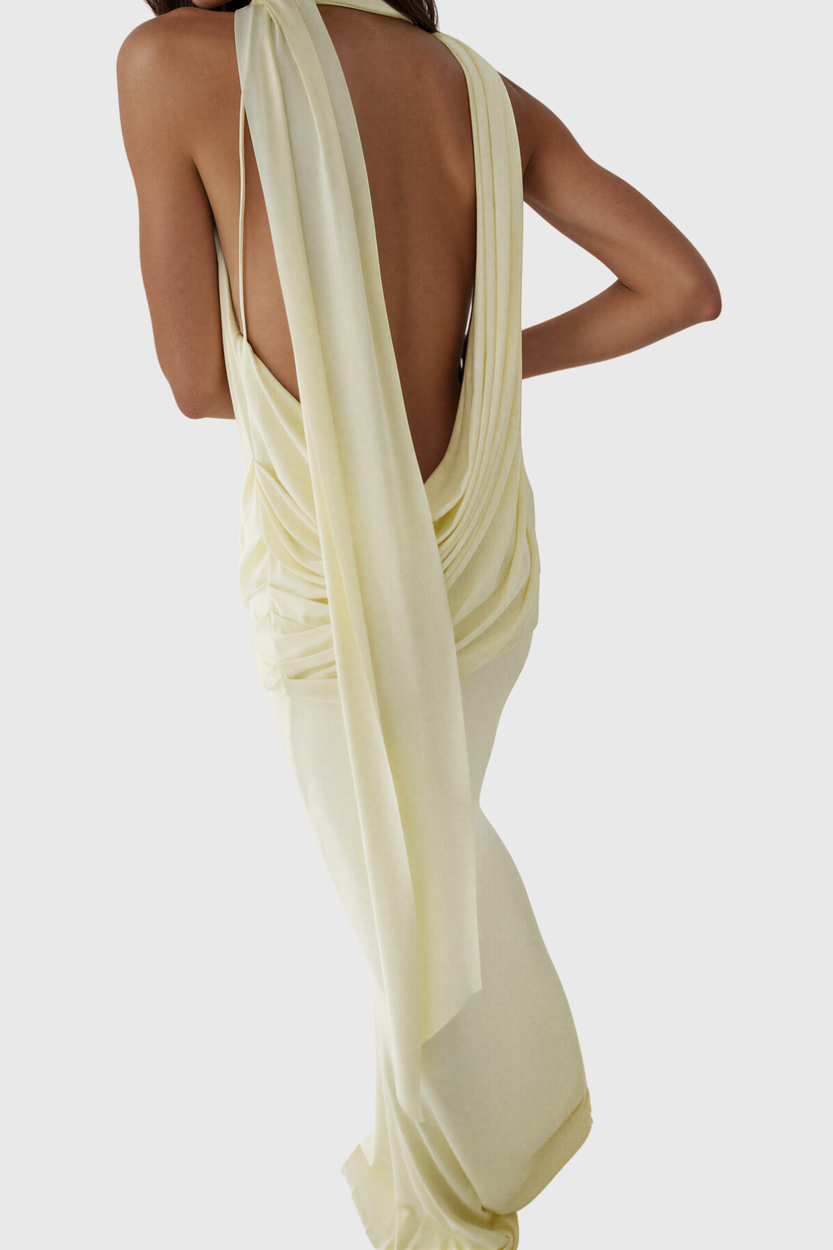 Kirsten High Neck Draped Scarf Maxi Dress