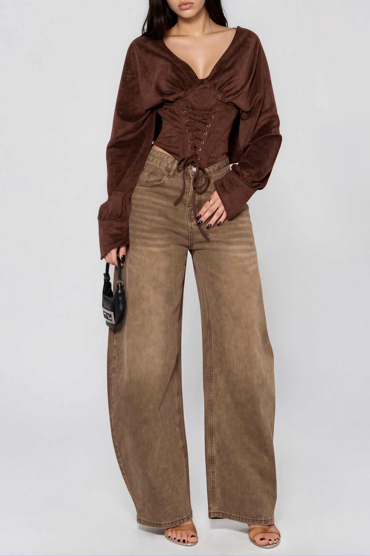 Kisha V Neck Lace Up Top