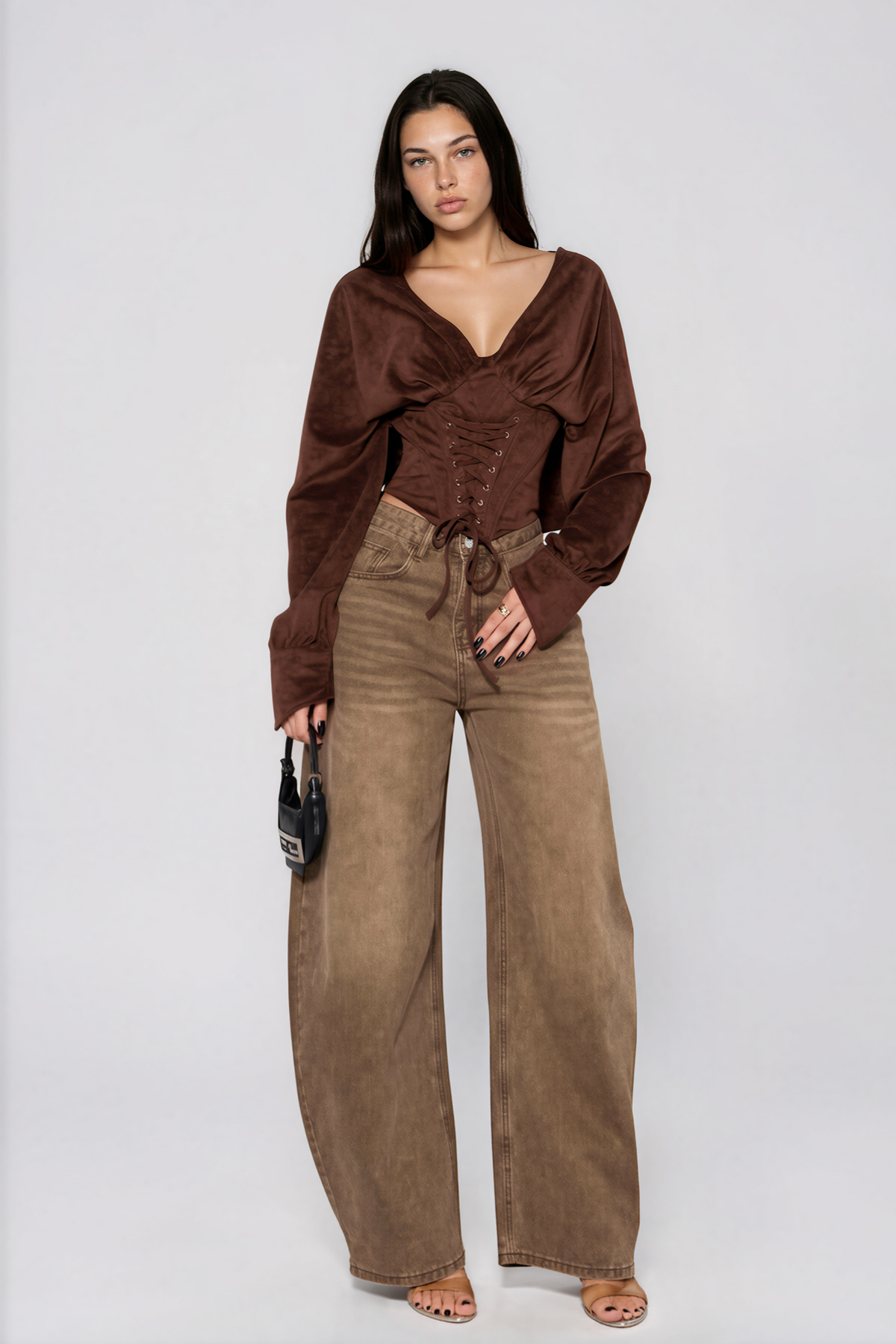 Kisha V Neck Lace Up Top