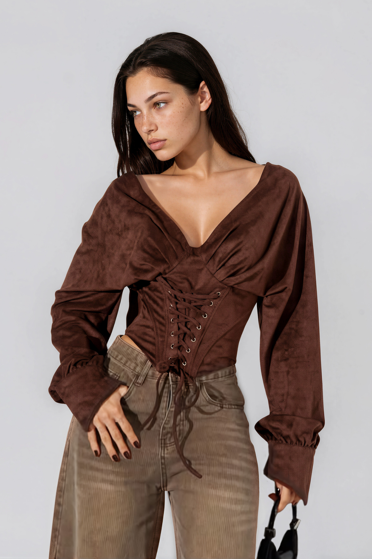 Kisha V Neck Lace Up Top