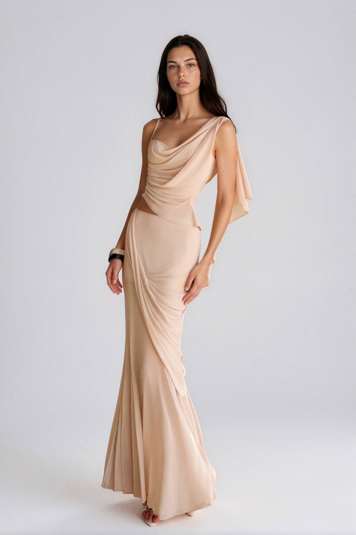 Kishi Asymmetric Draped Skirt Set