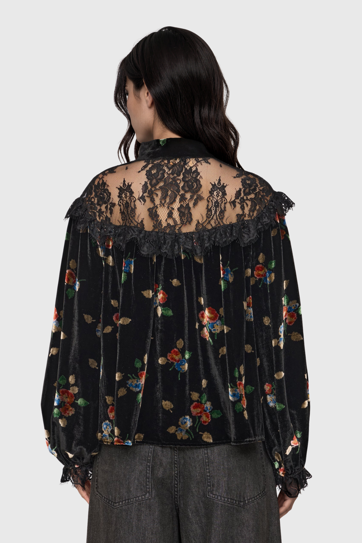 Kitkun Balloon Sleeve Floral Lace Top