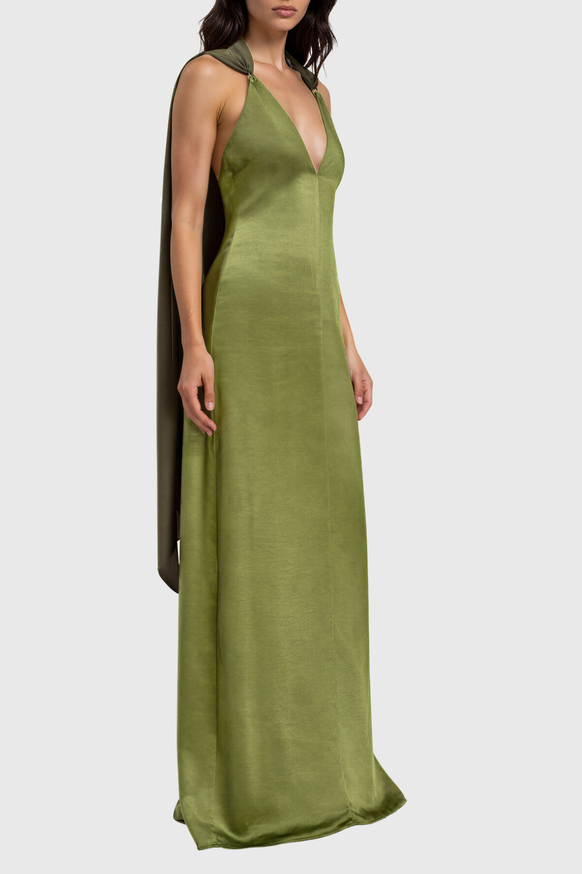Kitra Plunge Scarf Maxi Dress