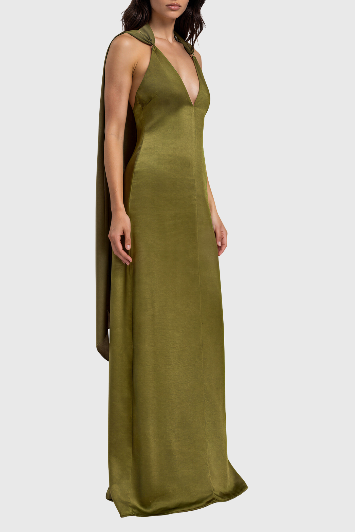 Kitra Plunge Scarf Maxi Dress