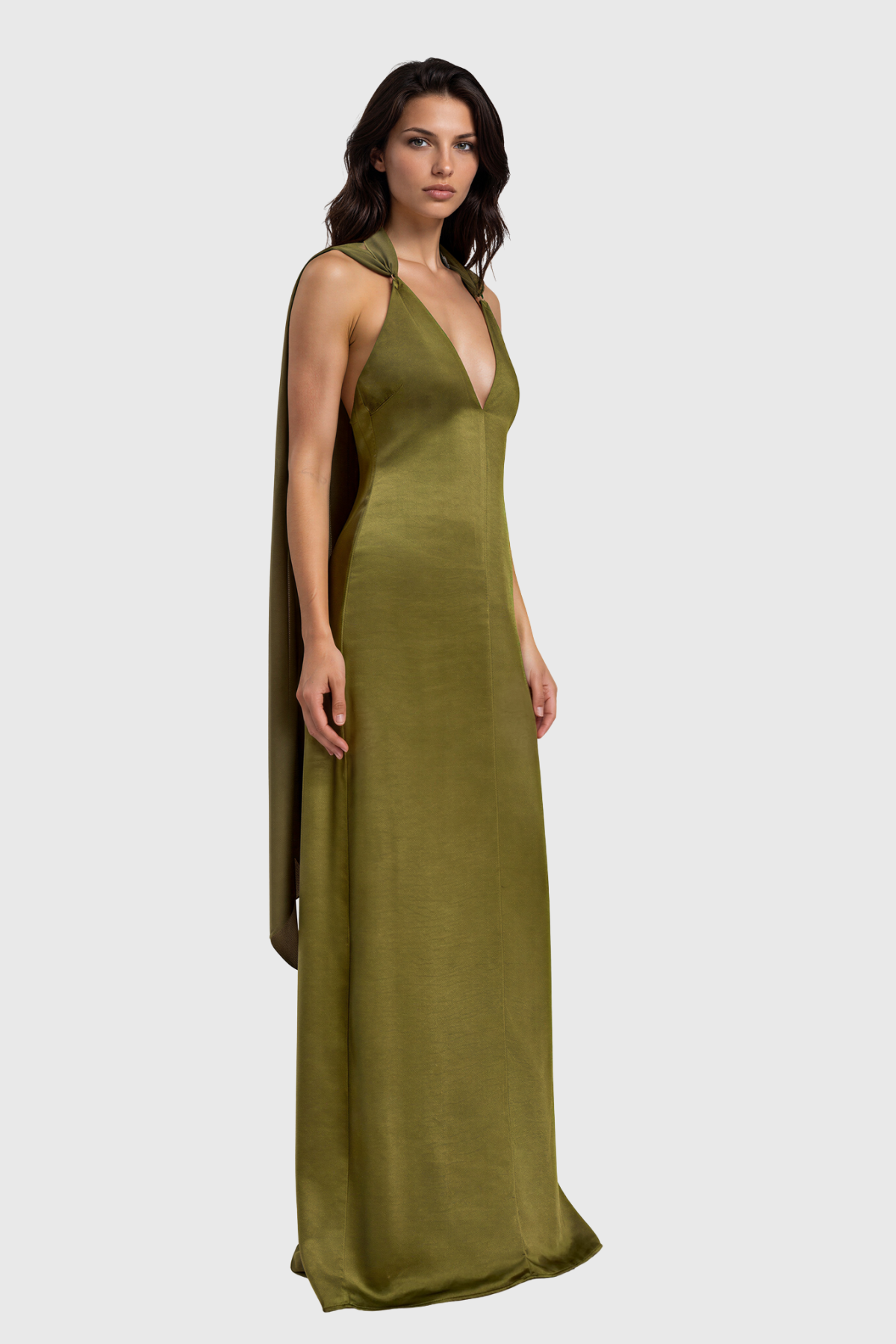 Kitra Plunge Scarf Maxi Dress
