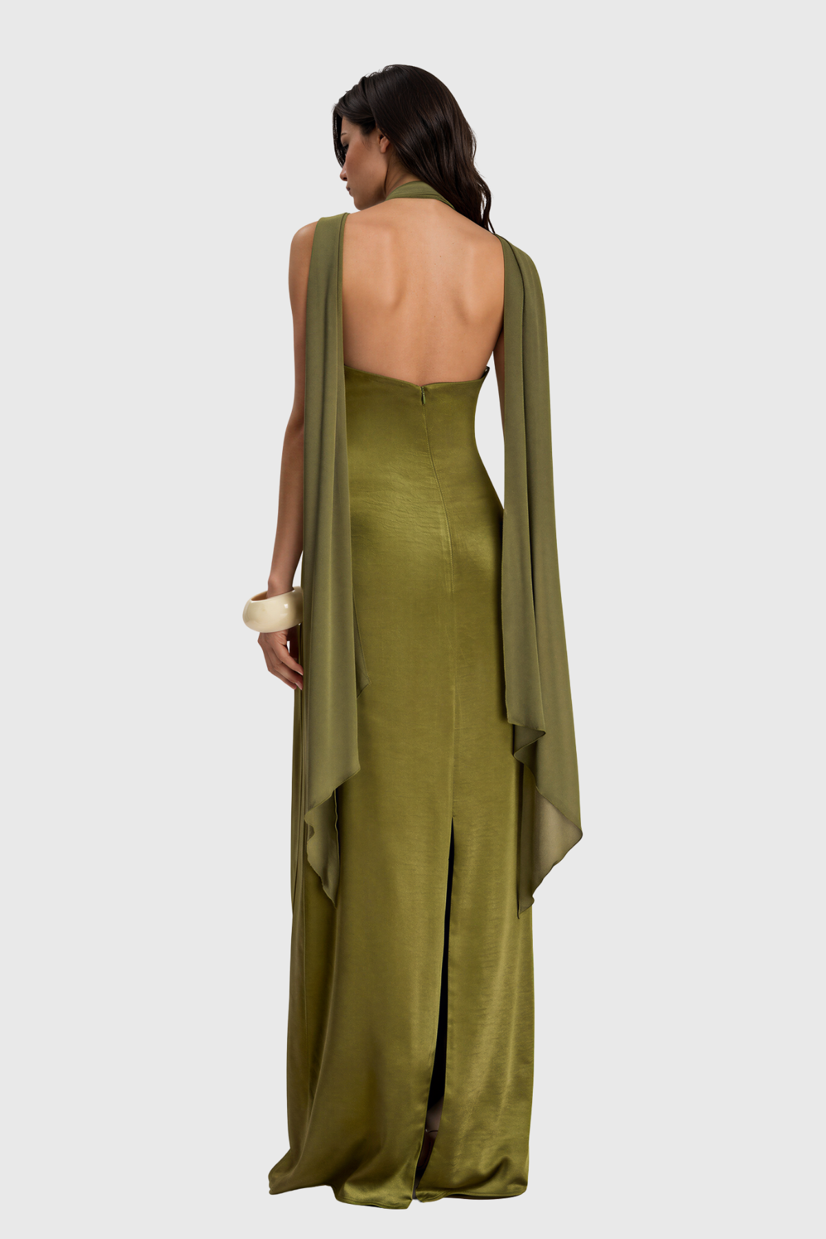Kitra Plunge Scarf Maxi Dress