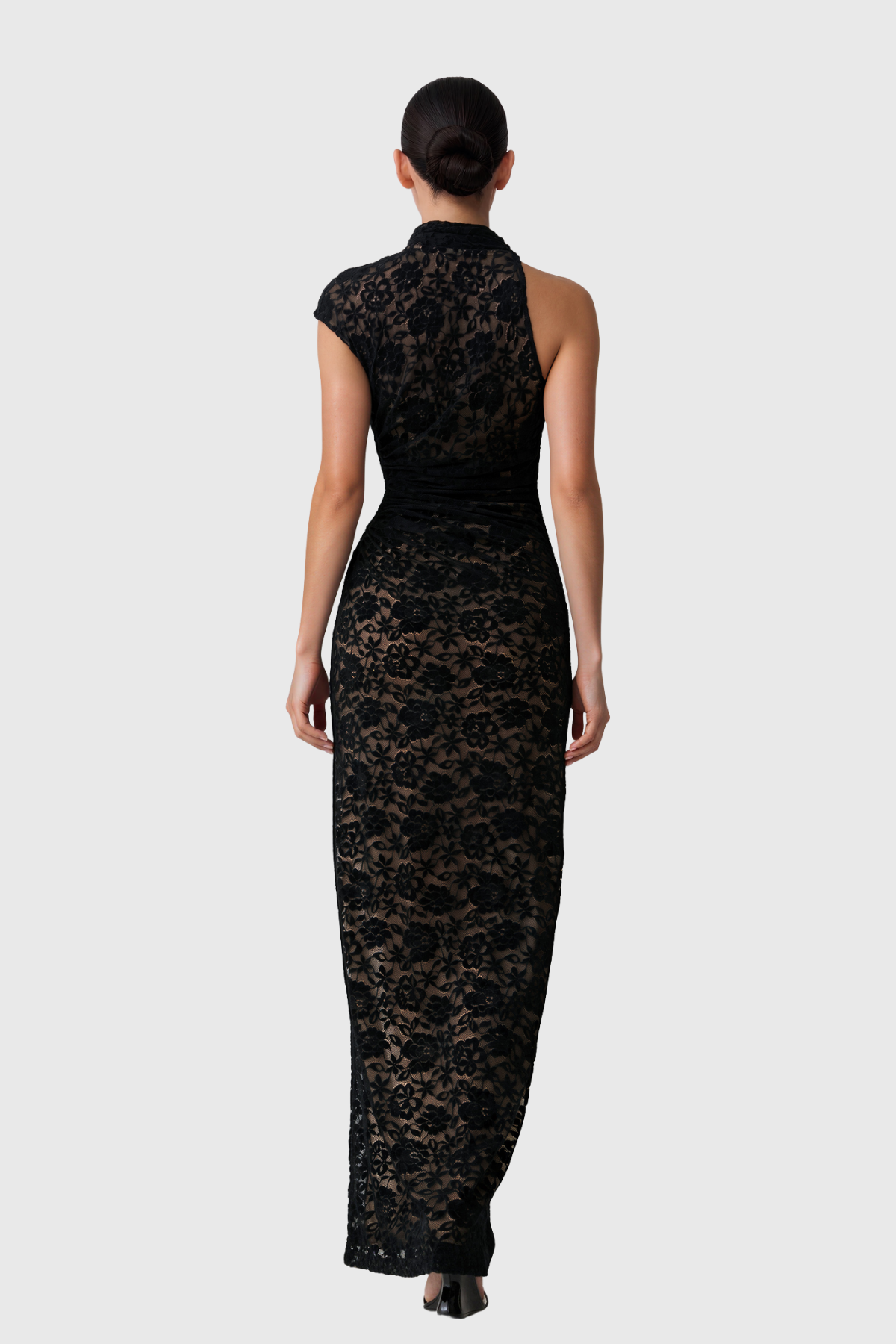 Kitson Asymmetric Cutout Lace Maxi Dress