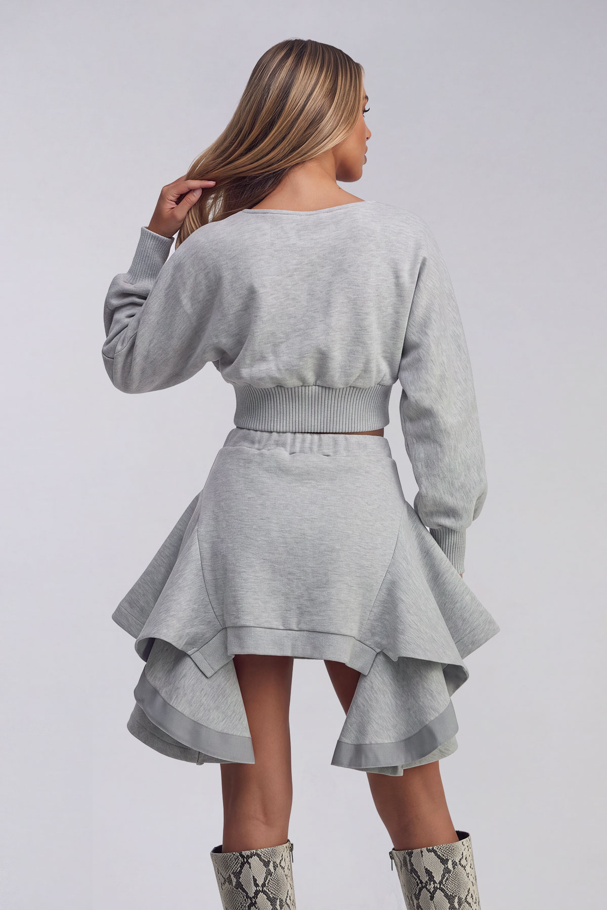 Kiva Balloon Sleeve Ruffle Skirt Set