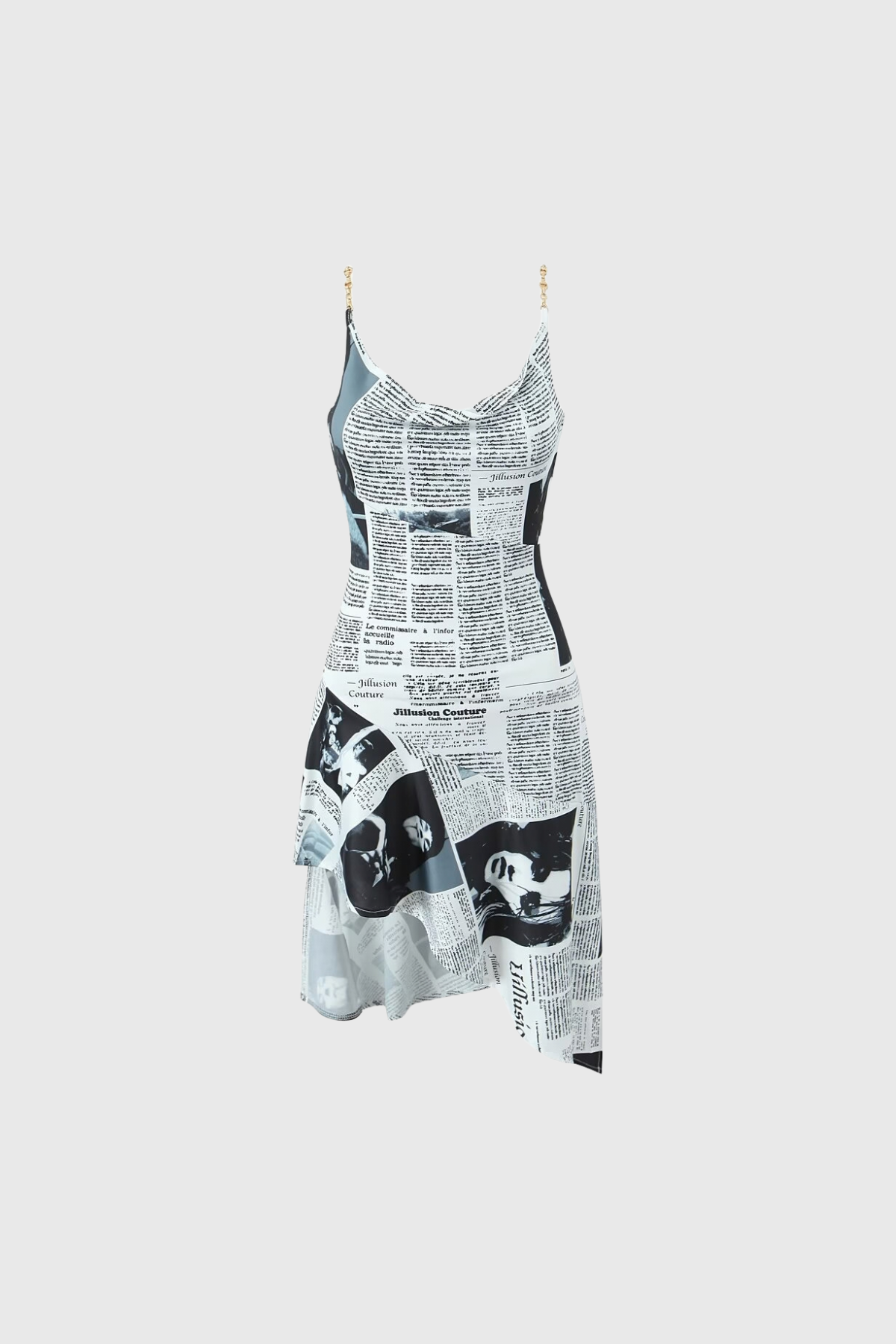 Kiyo Spaghetti Print Asymmetric Mini Dress