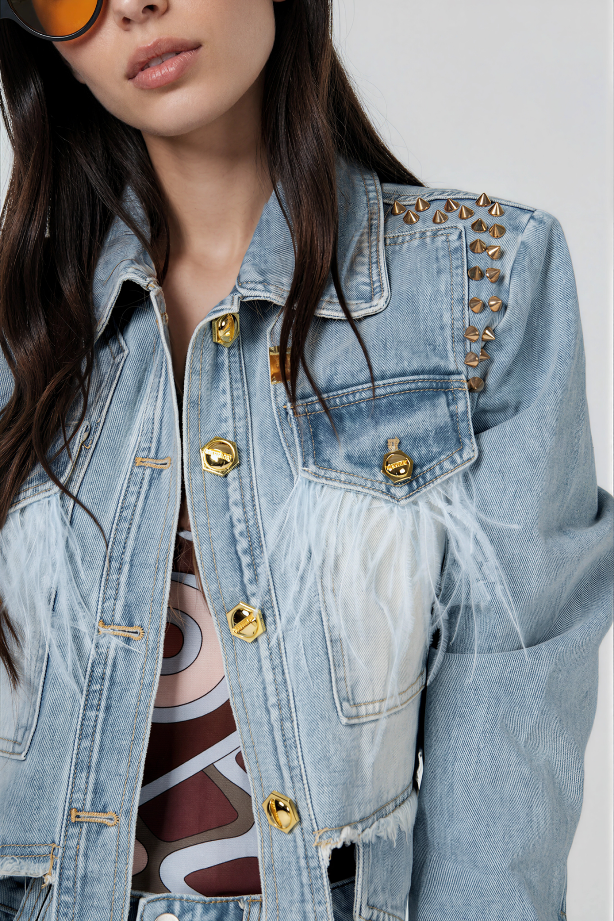 Kofi Studded Fringe Denim Shorts Set