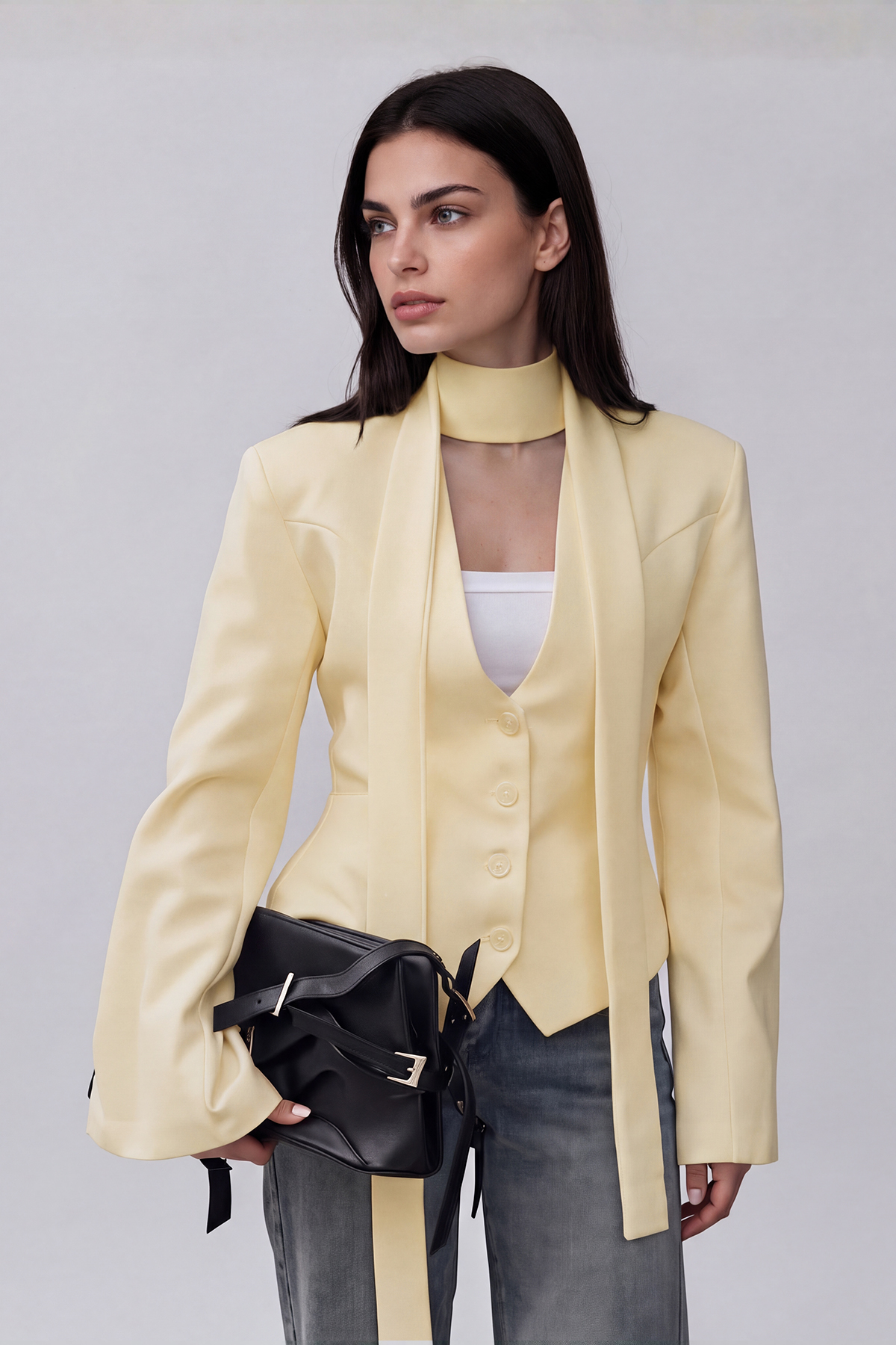 Kohaku Plunge Scarf Blazer
