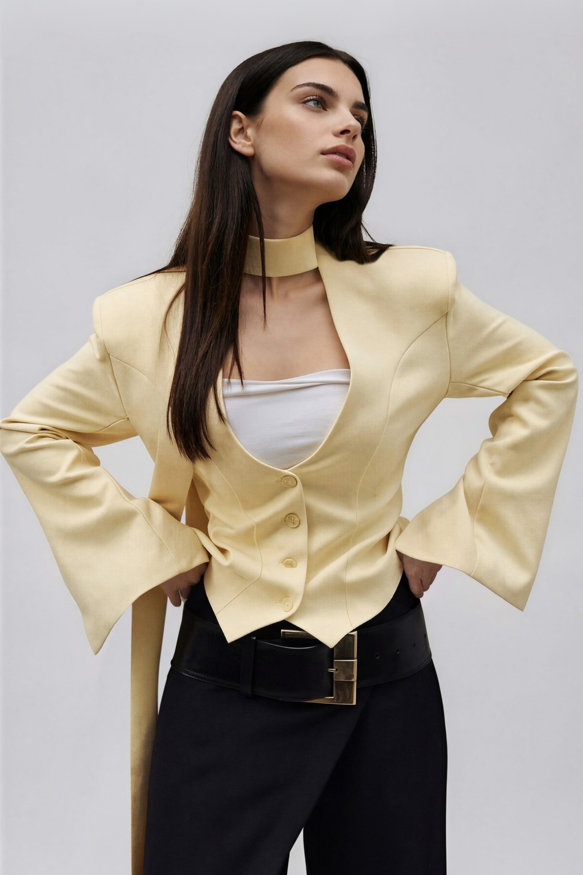 Kohaku Plunge Scarf Blazer