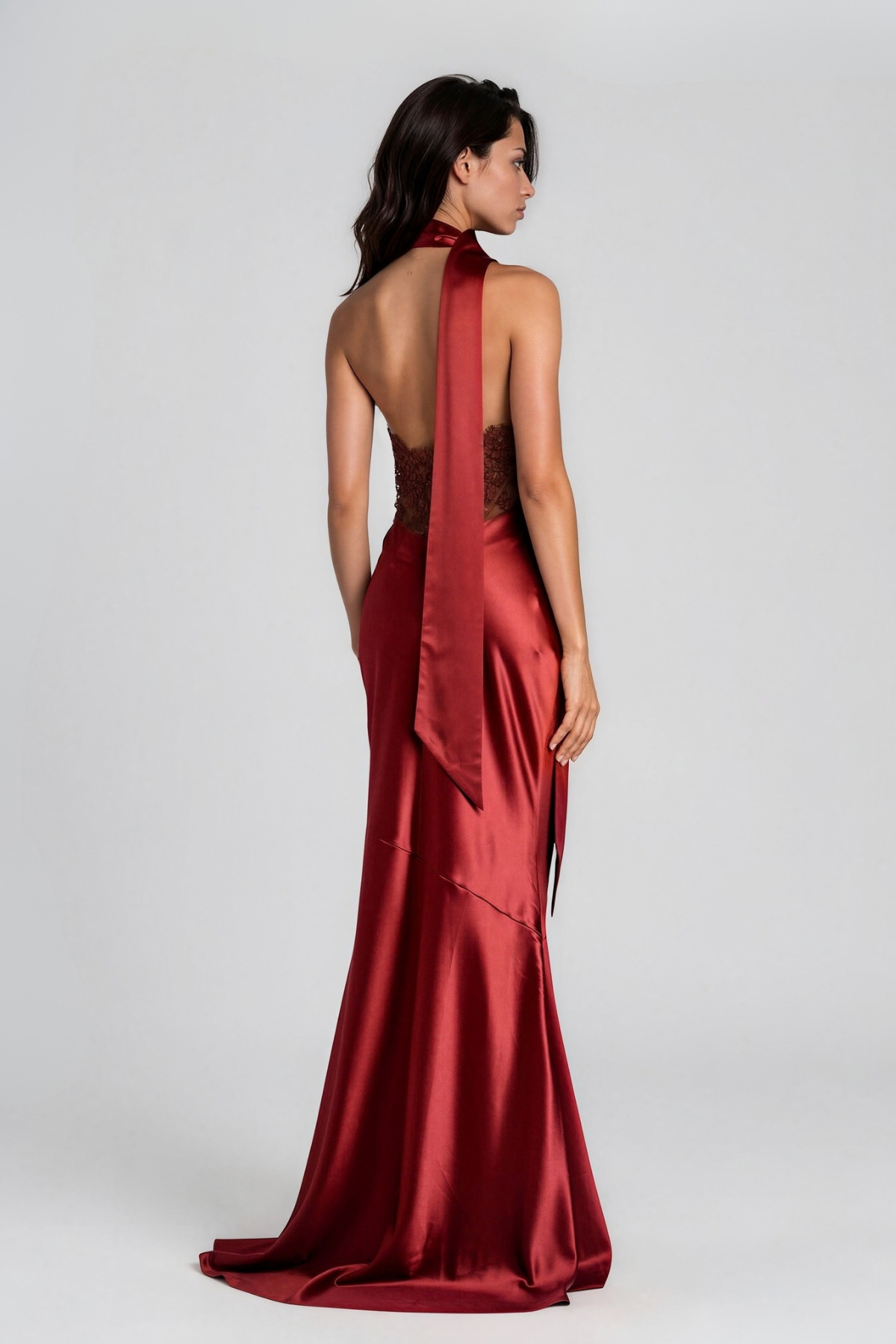 Koko Lace Satin Scarf Maxi Dress