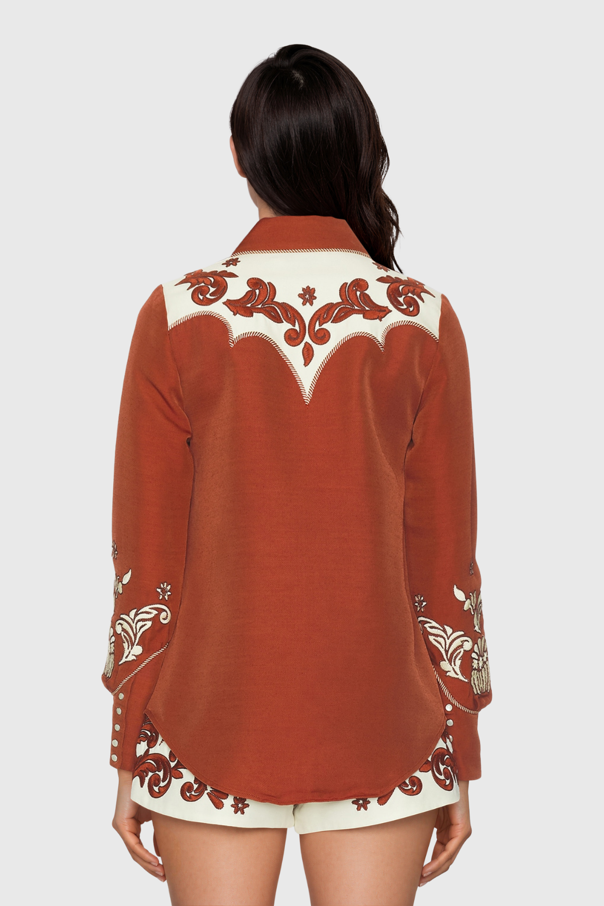 Kokuro Long Sleeve Embroidered Shorts Set