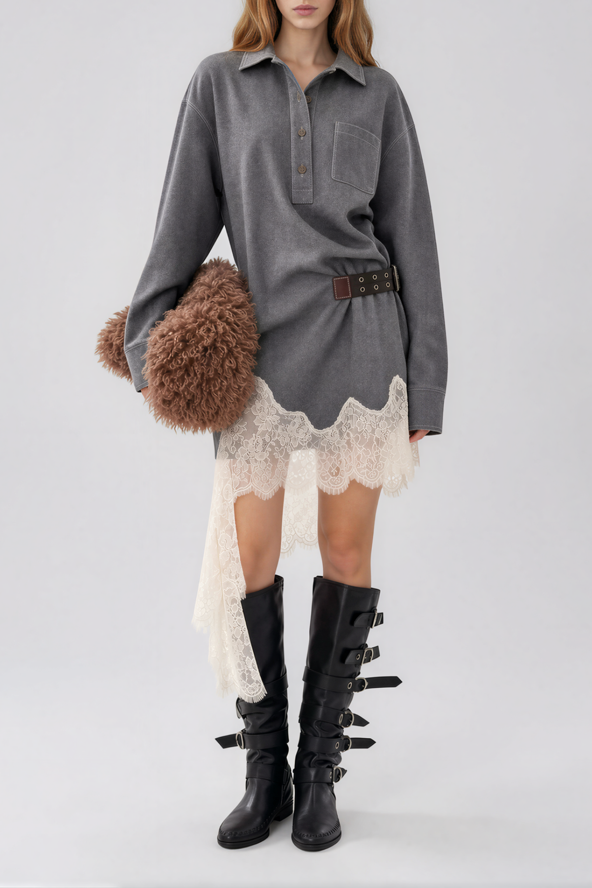 Kolina Lace Midi Shirt Dress