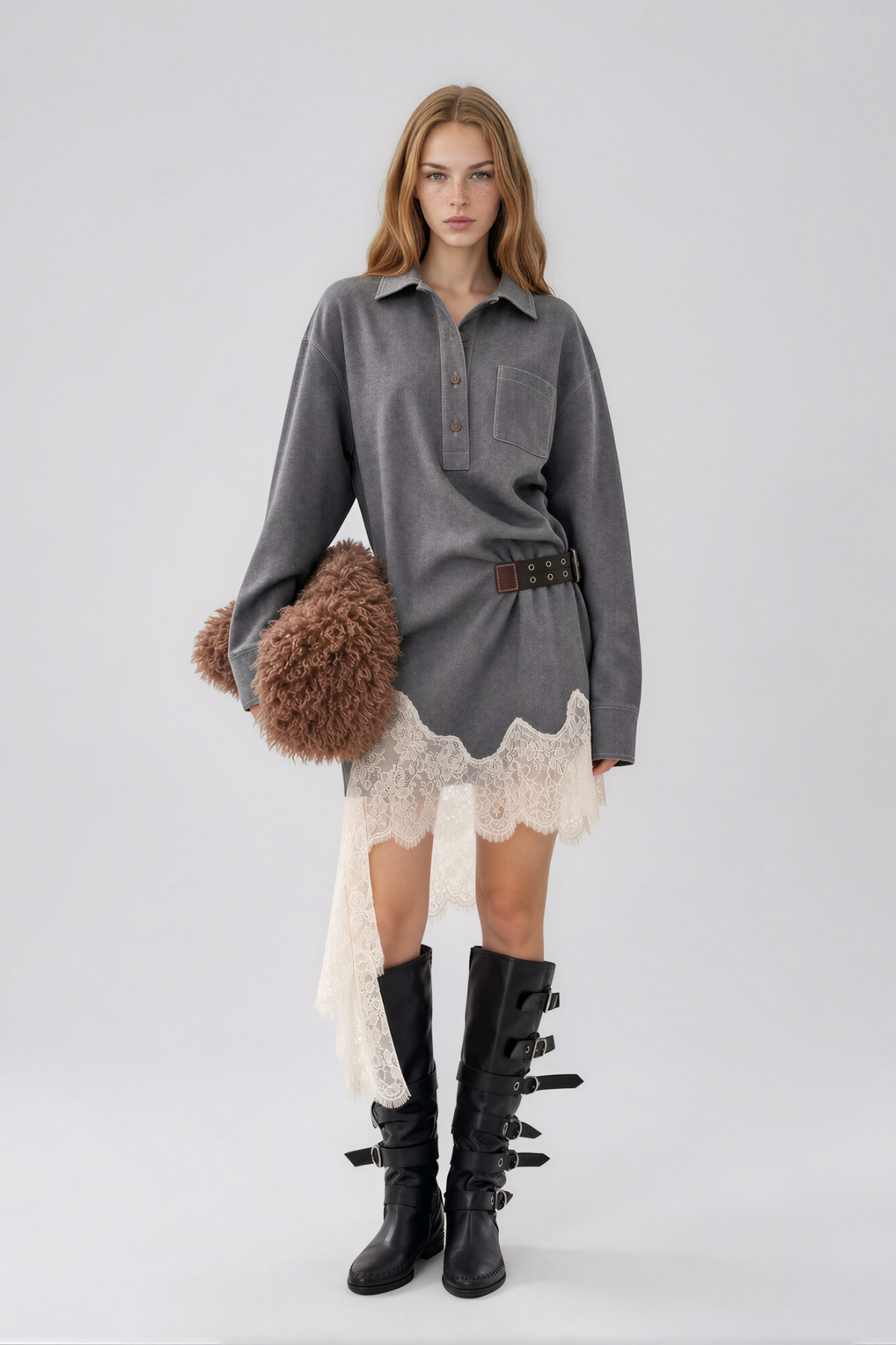 Kolina Lace Midi Shirt Dress