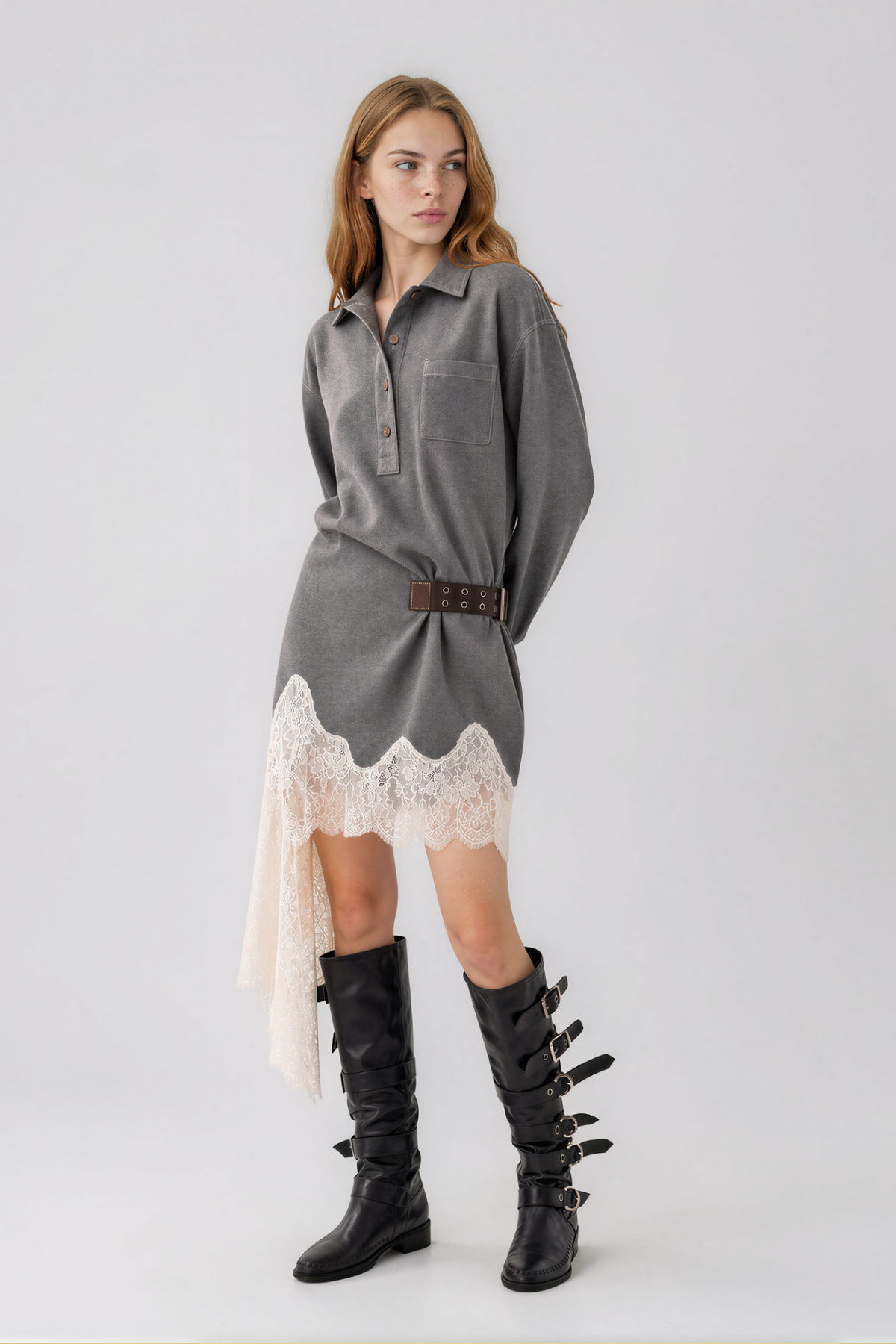 Kolina Lace Midi Shirt Dress