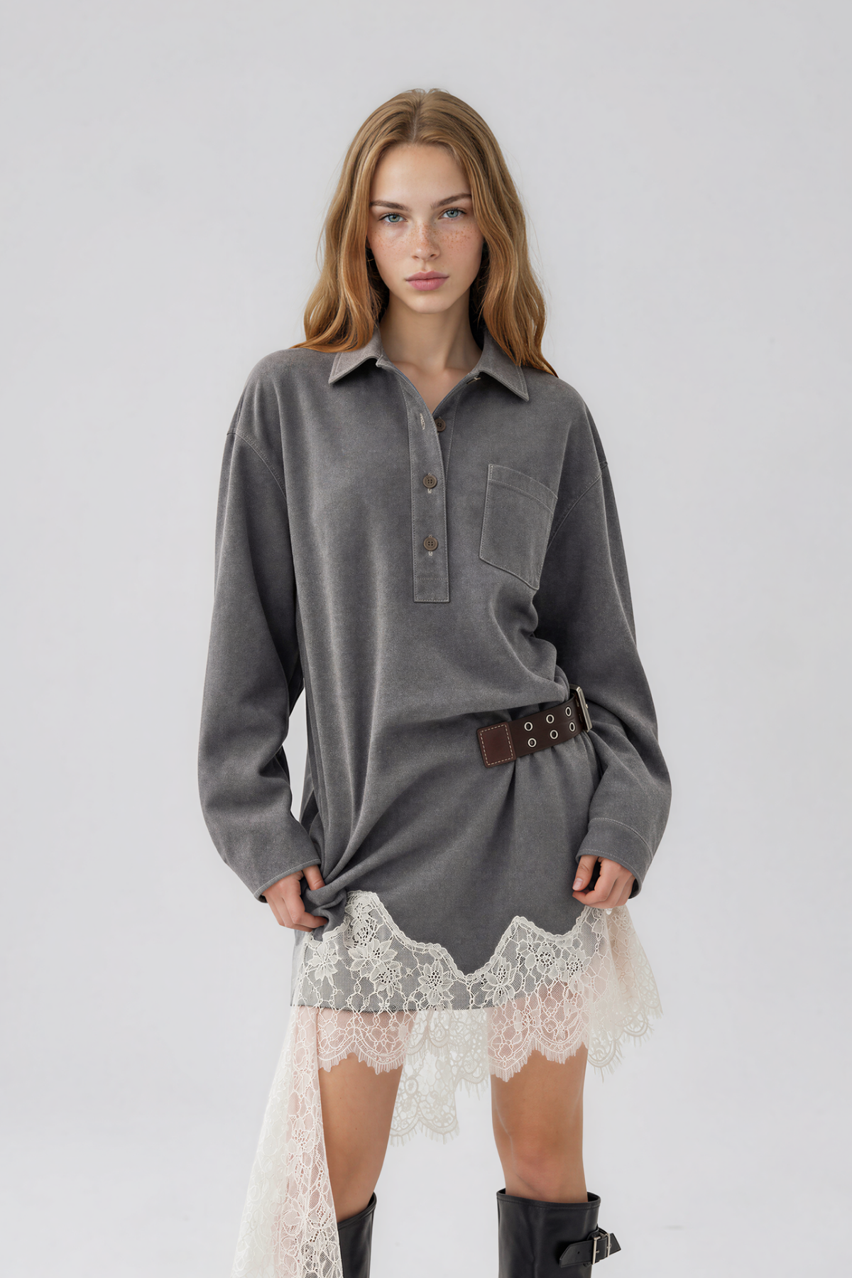 Kolina Lace Midi Shirt Dress