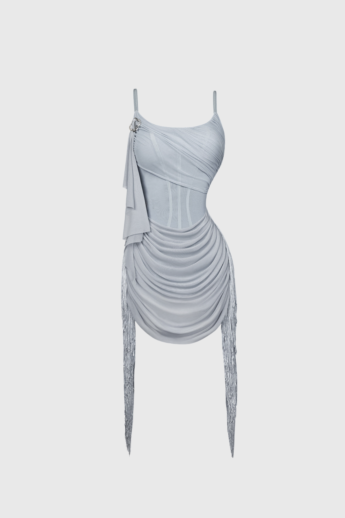 Kolton Spaghetti Mesh Fringe Mini Dress