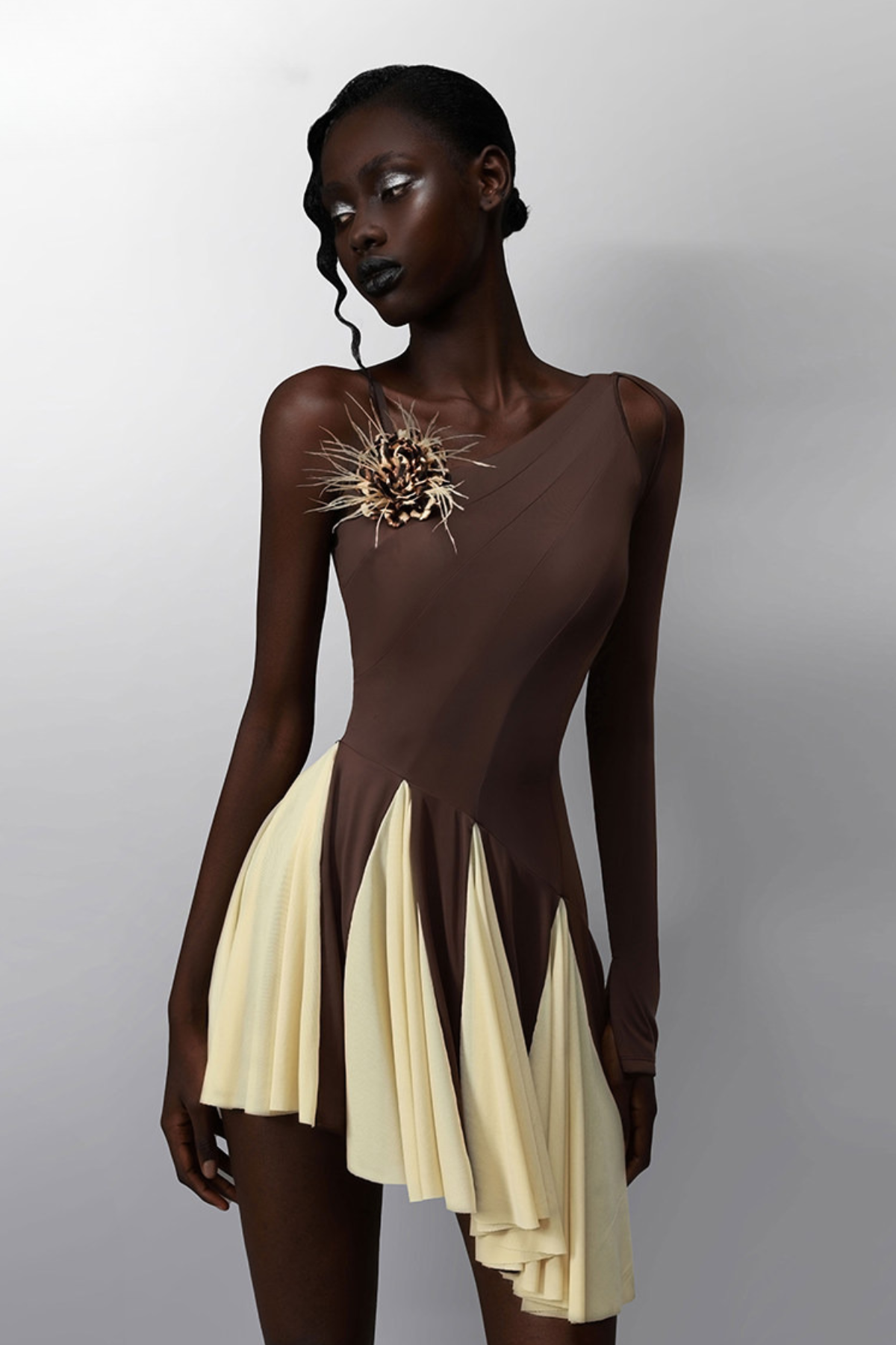 Kolya Asymmetric Ruffle Mini Dress