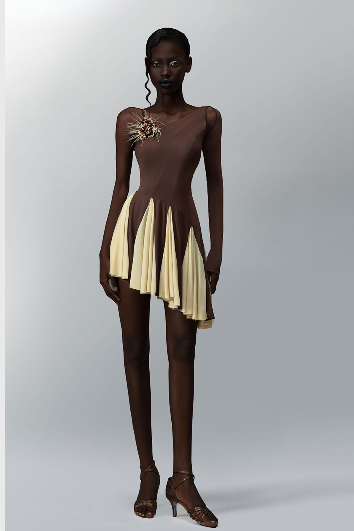 Kolya Asymmetric Ruffle Mini Dress