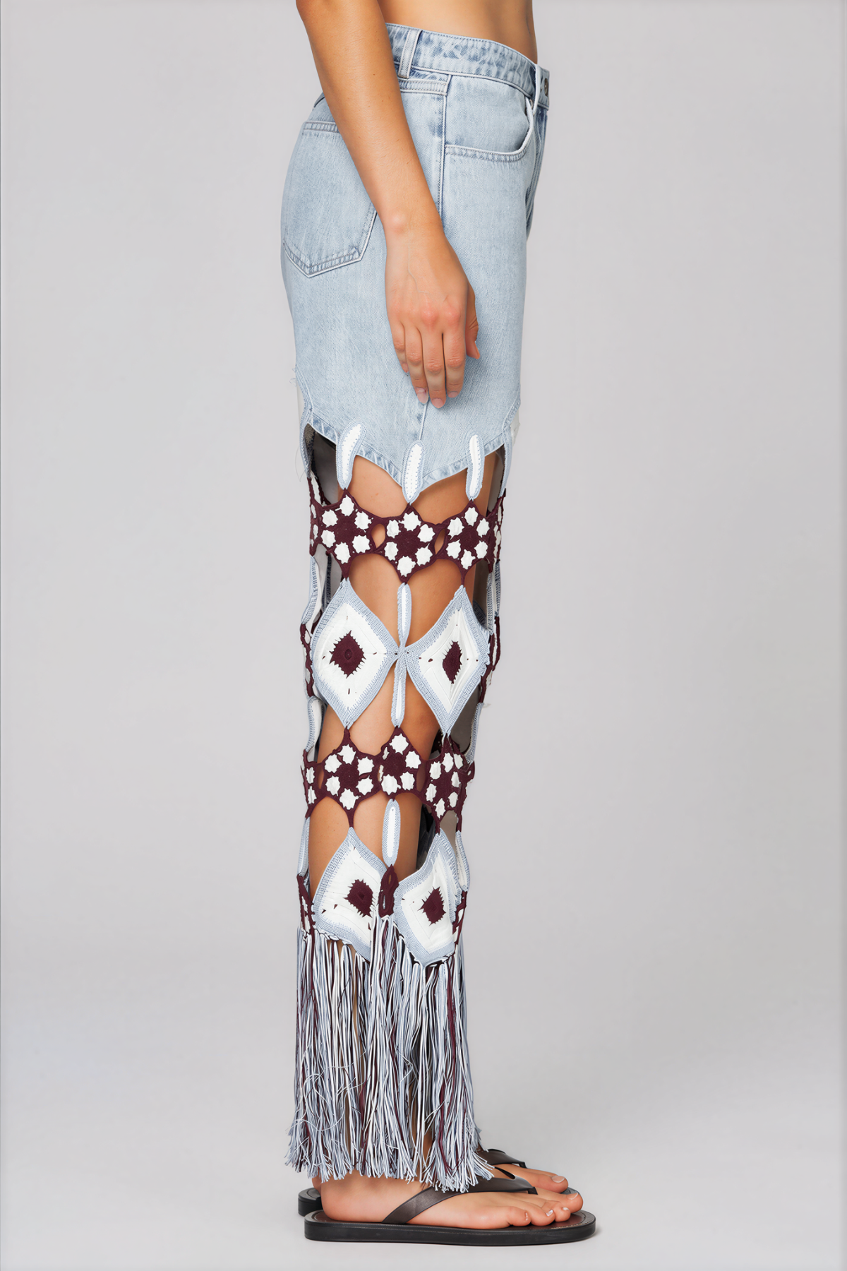Komali Deconstruct Crochet Floral Jeans