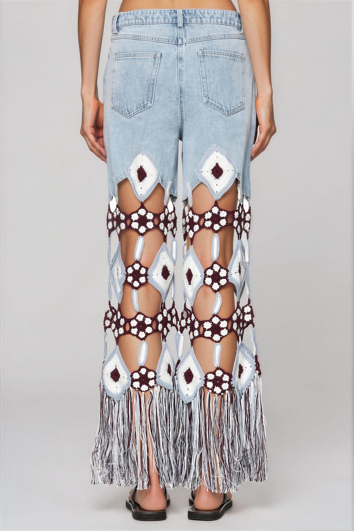 Komali Deconstruct Crochet Floral Jeans