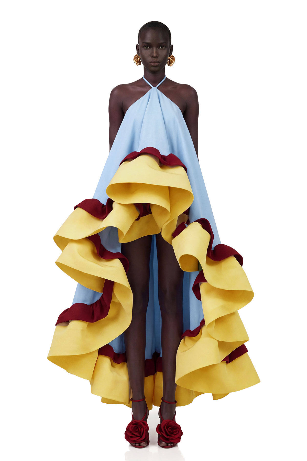 Konala Halter Neck Ruffle High Low Dress