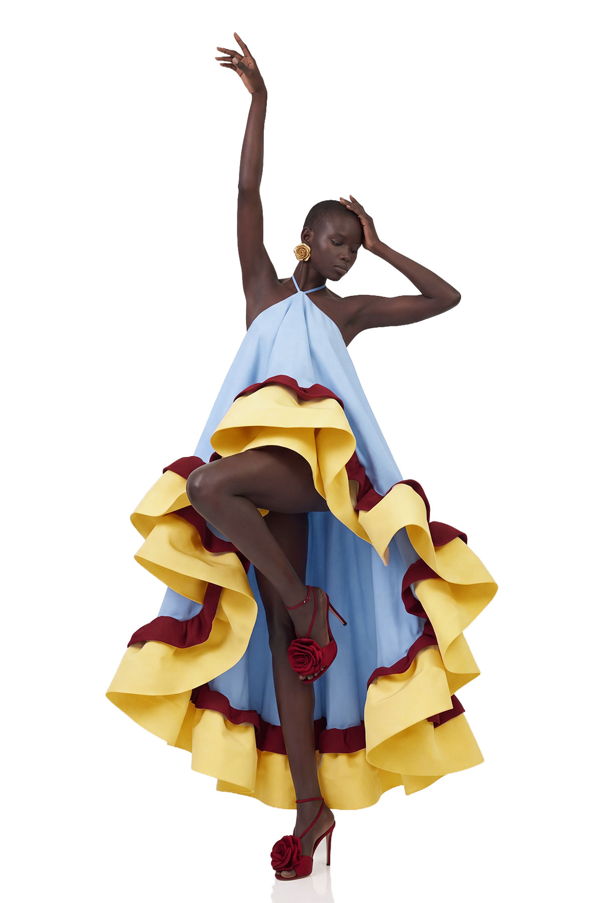 Konala Halter Neck Ruffle High Low Dress