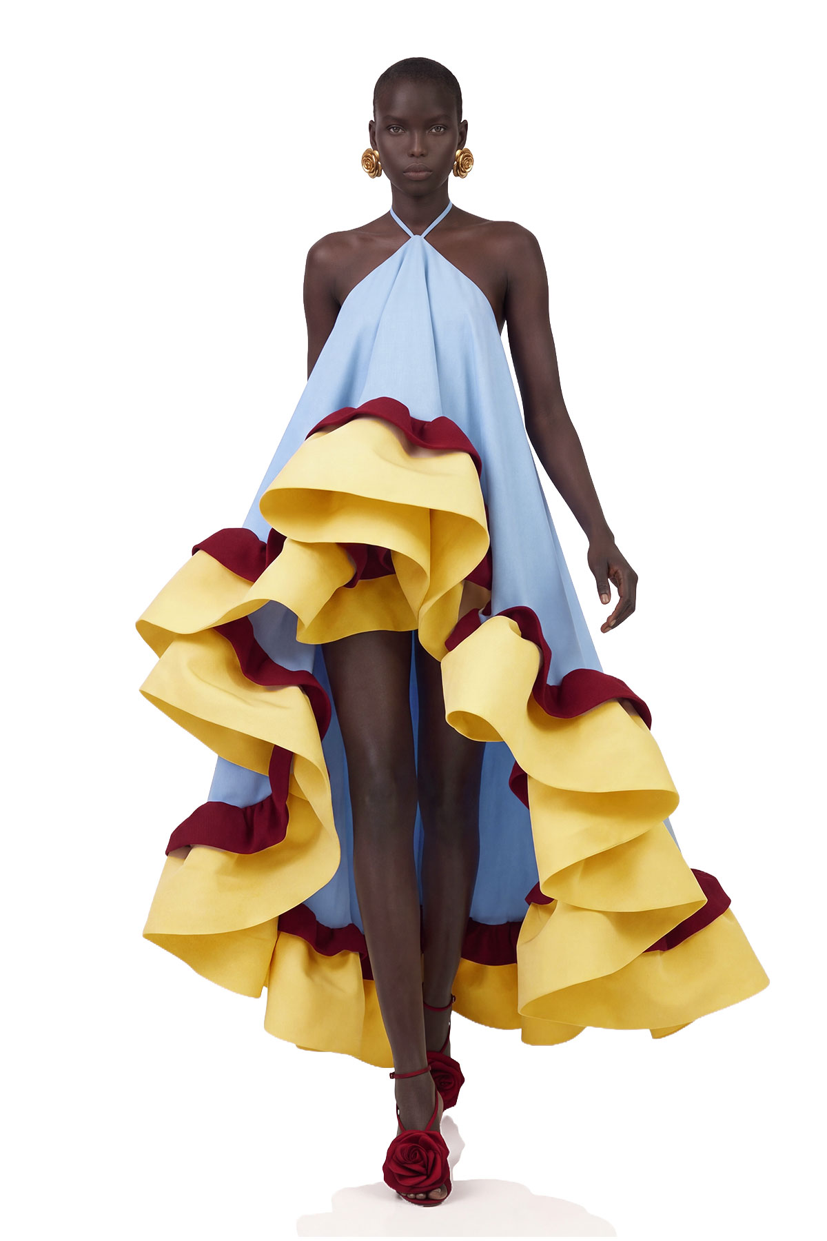 Konala Halter Neck Ruffle High Low Dress