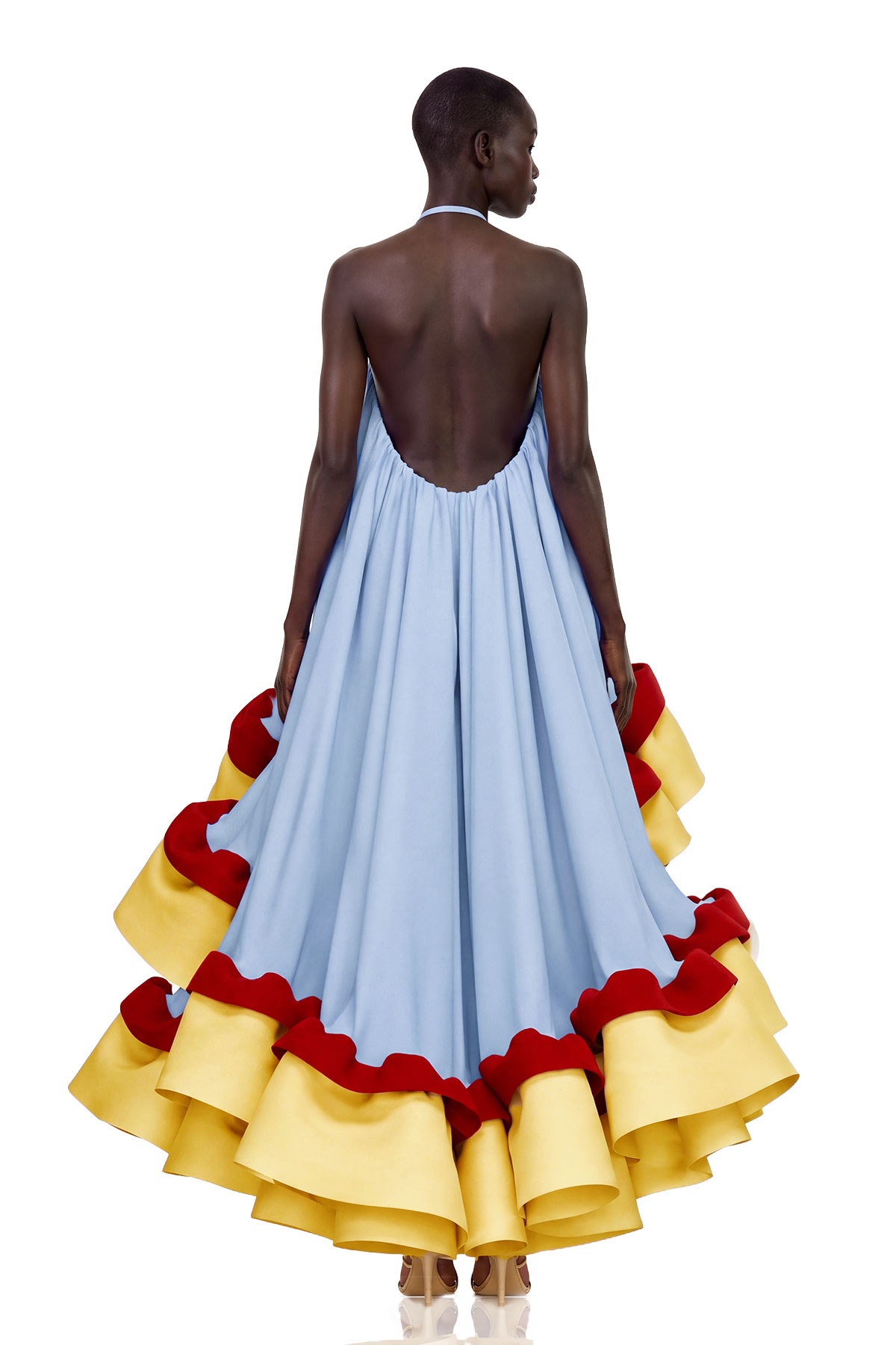 Konala Halter Neck Ruffle High Low Dress