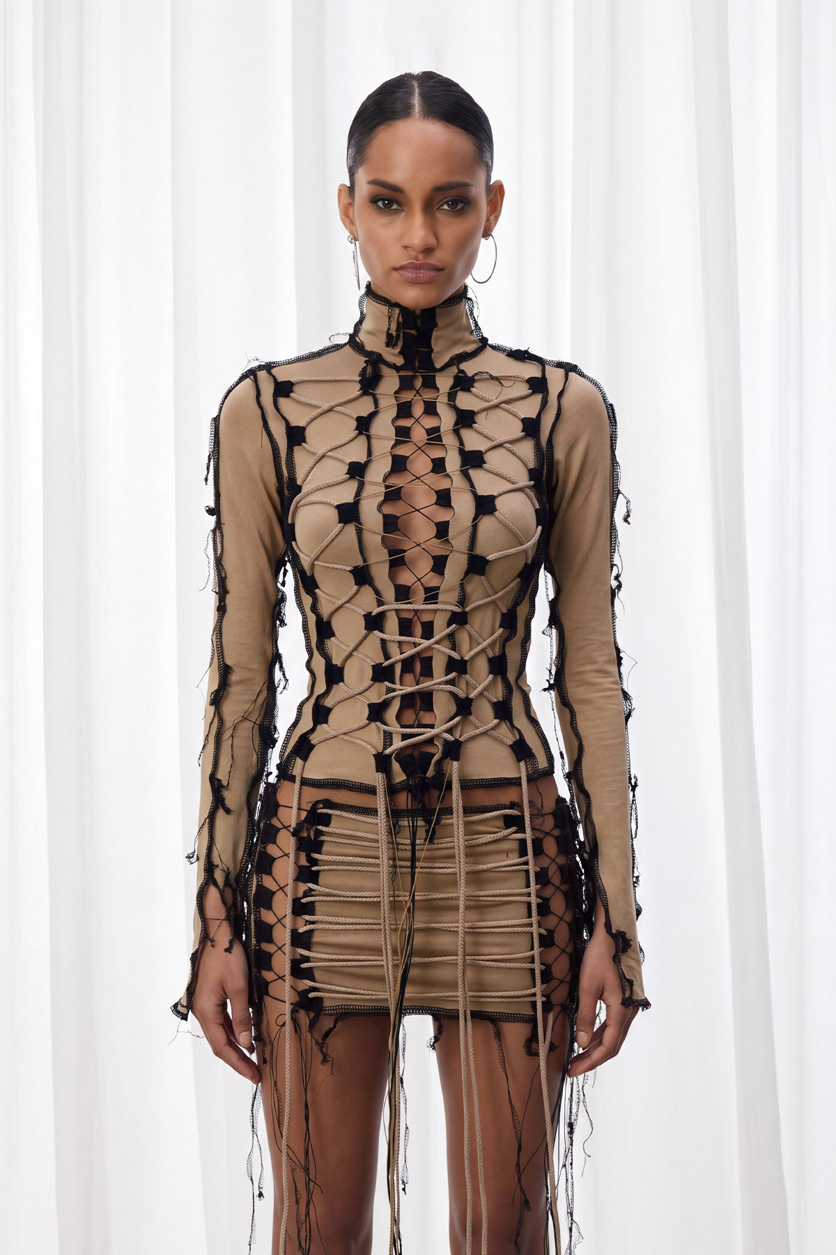 Konane High Neck Lace Up Skirt Set