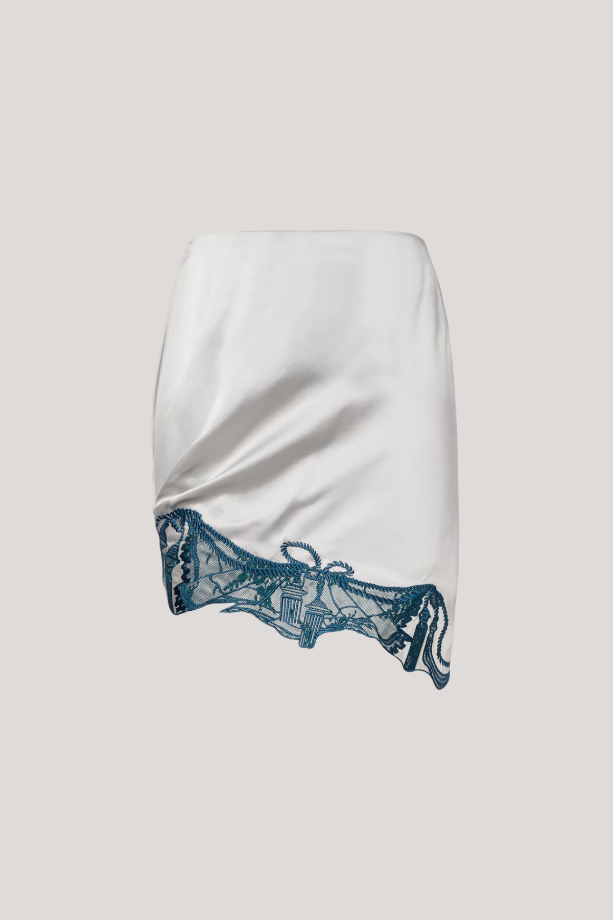 Kong Embroidered Satin Mini Skirt