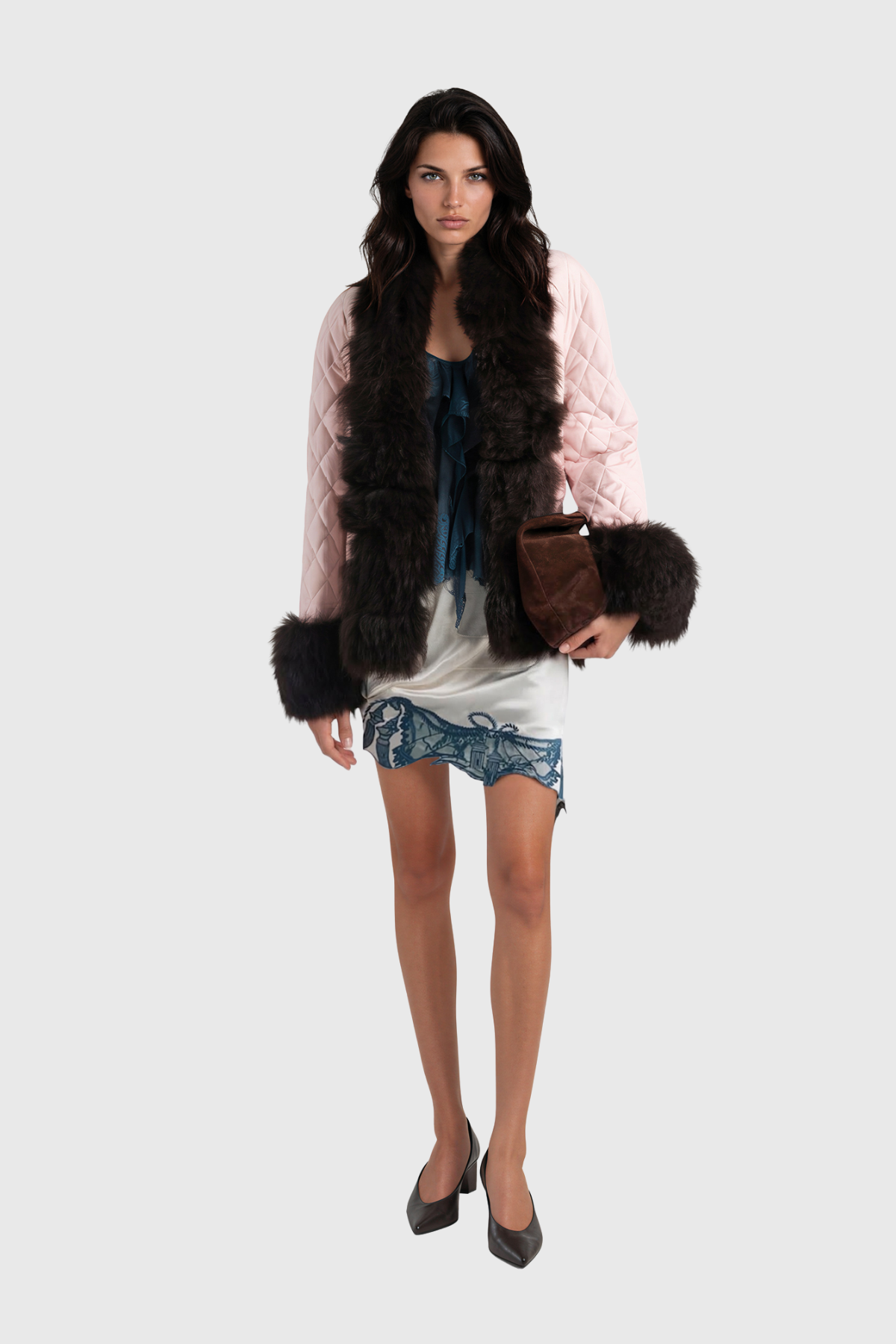Kong Embroidered Satin Mini Skirt