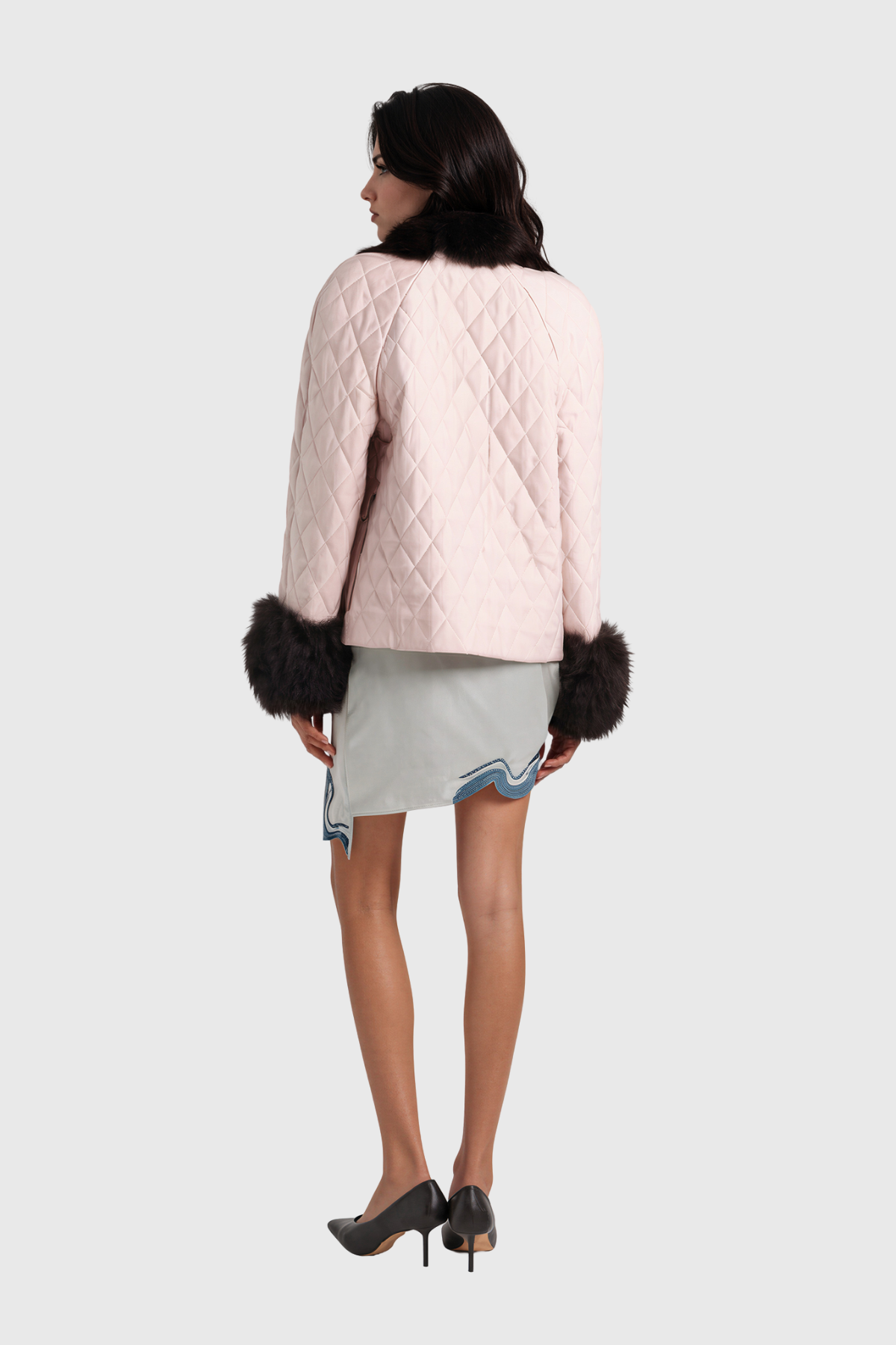 Kong Embroidered Satin Mini Skirt