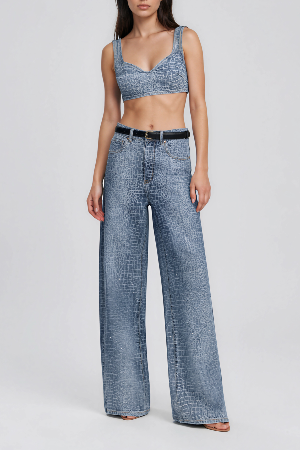 Korina Crocodile Print Jeans