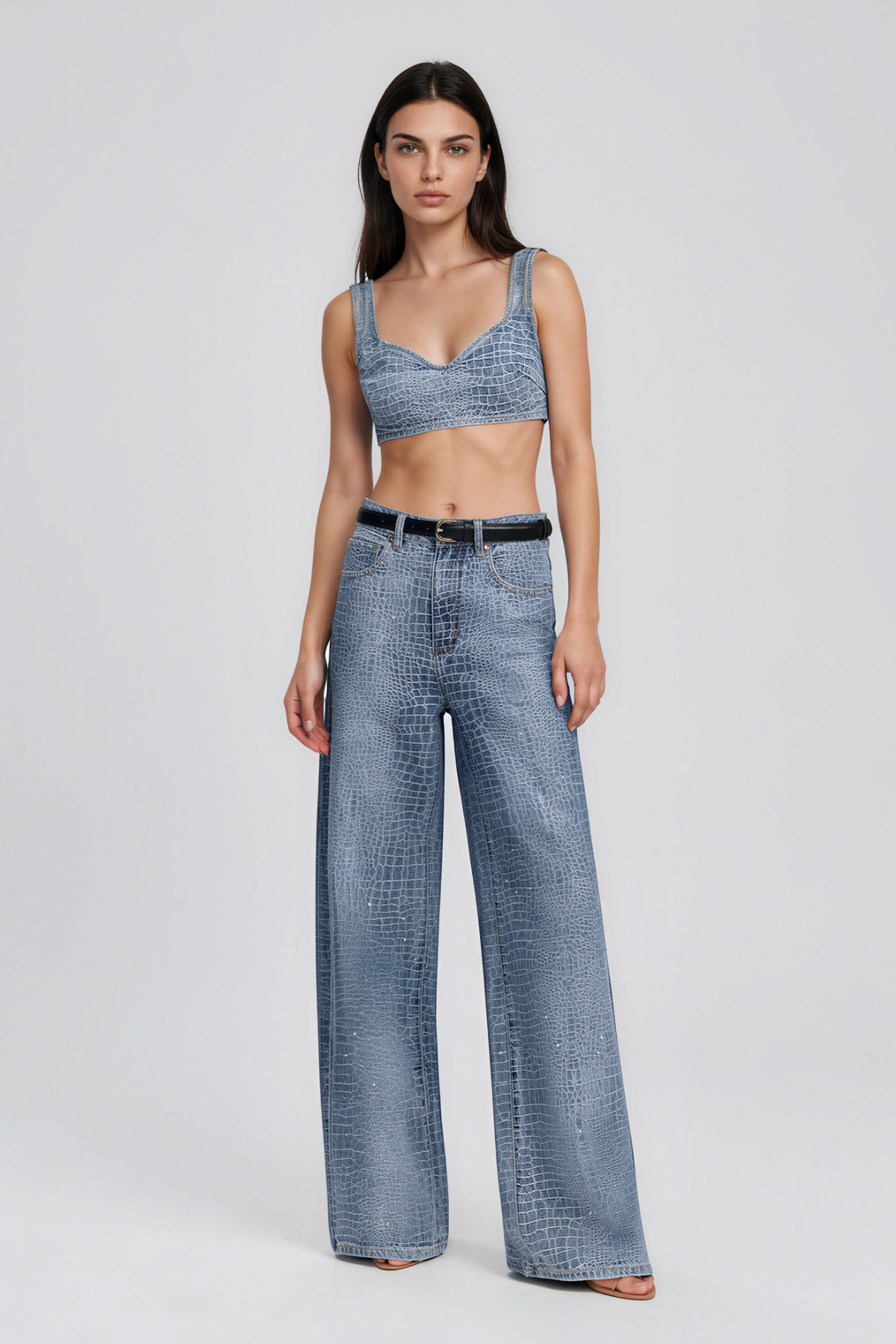 Korina Crocodile Print Jeans