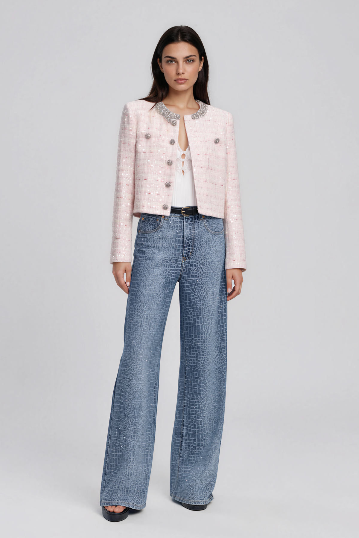 Korina Crocodile Print Jeans