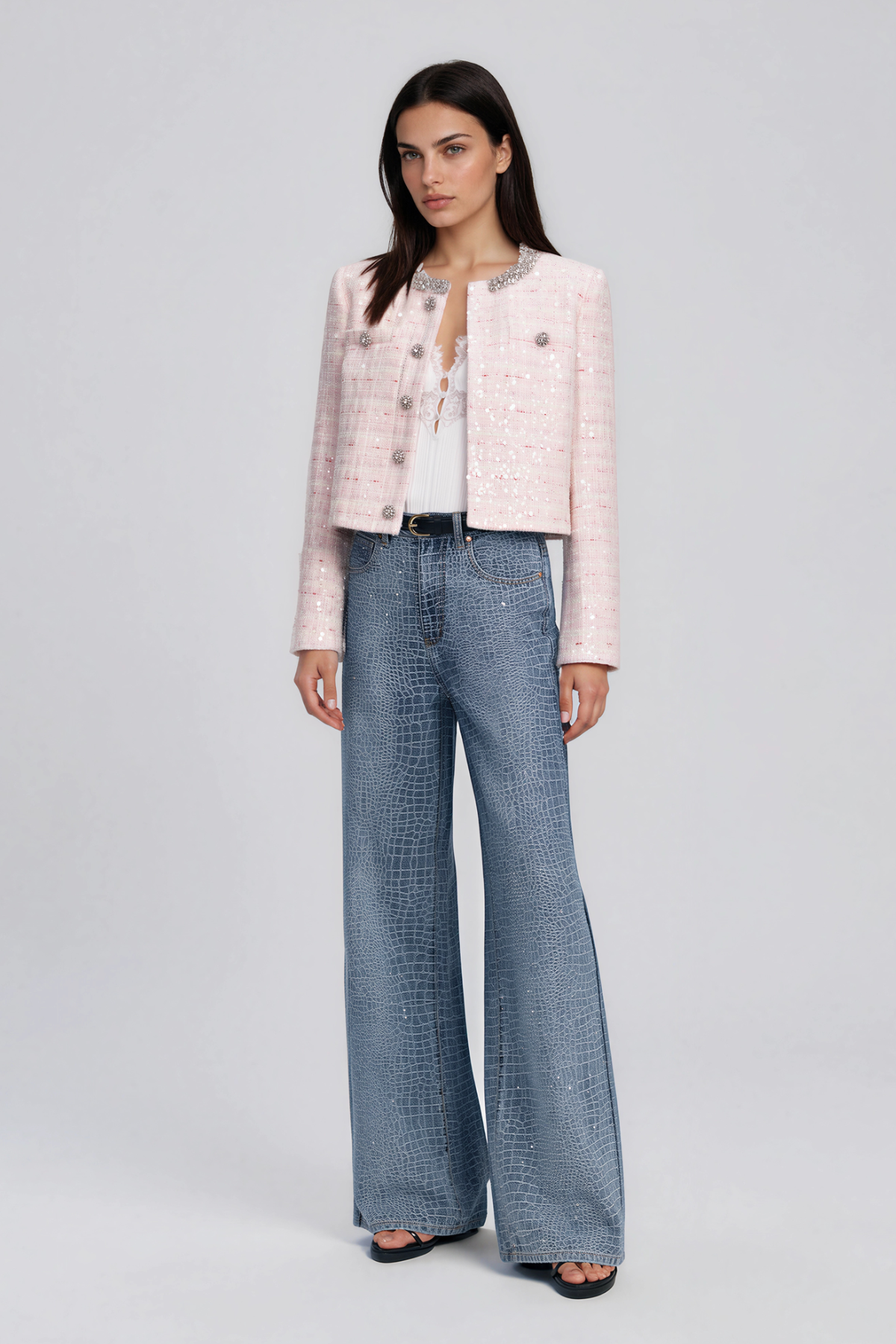 Korina Crocodile Print Jeans