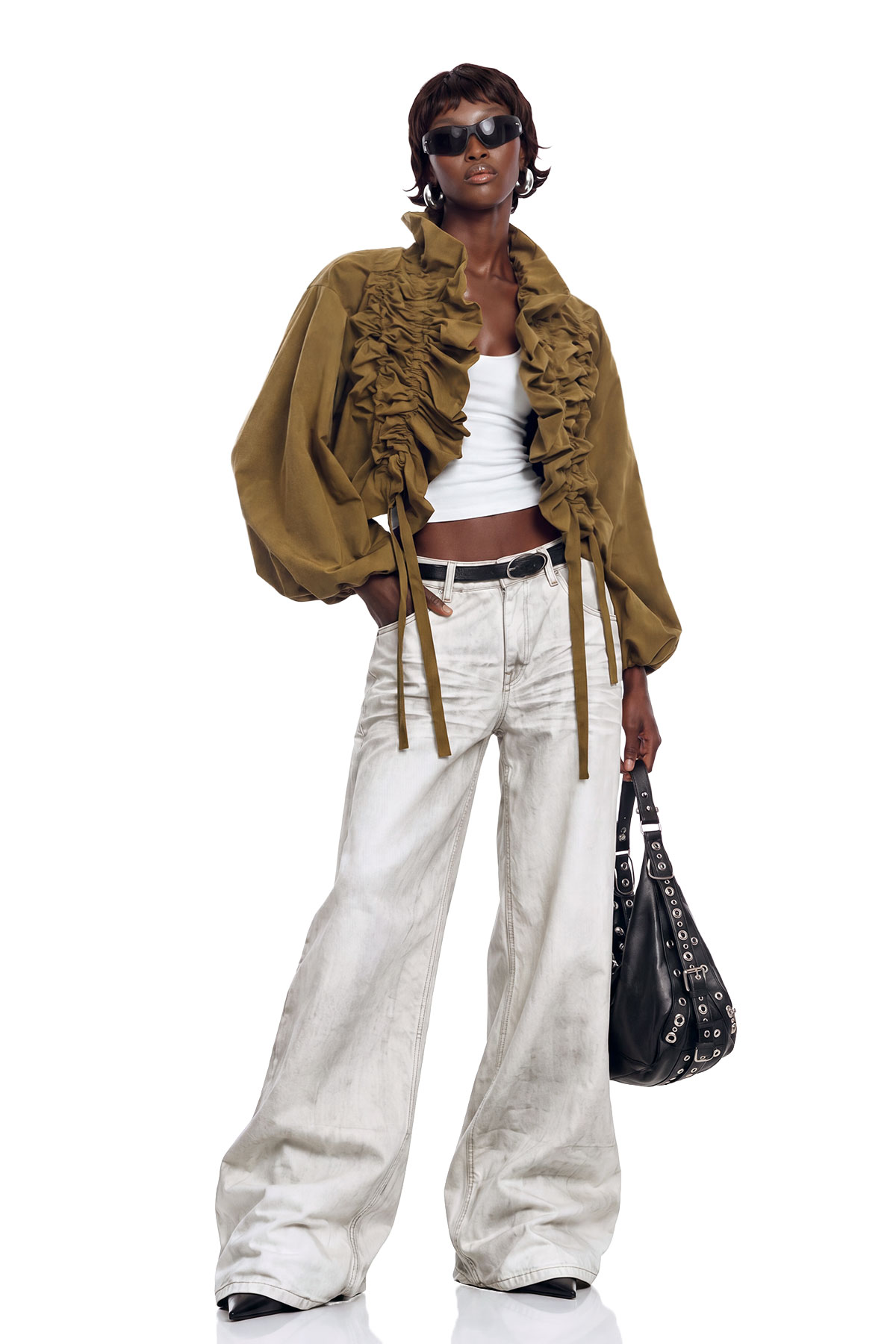 Kory Drawstring Ruffle Jacket