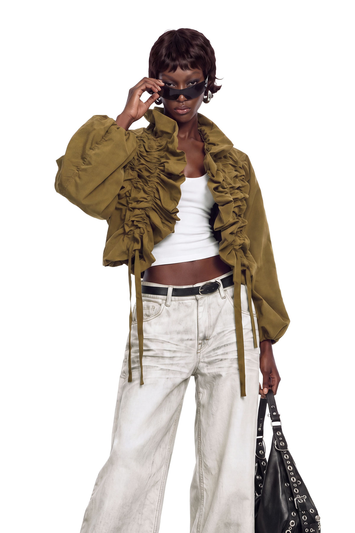 Kory Drawstring Ruffle Jacket