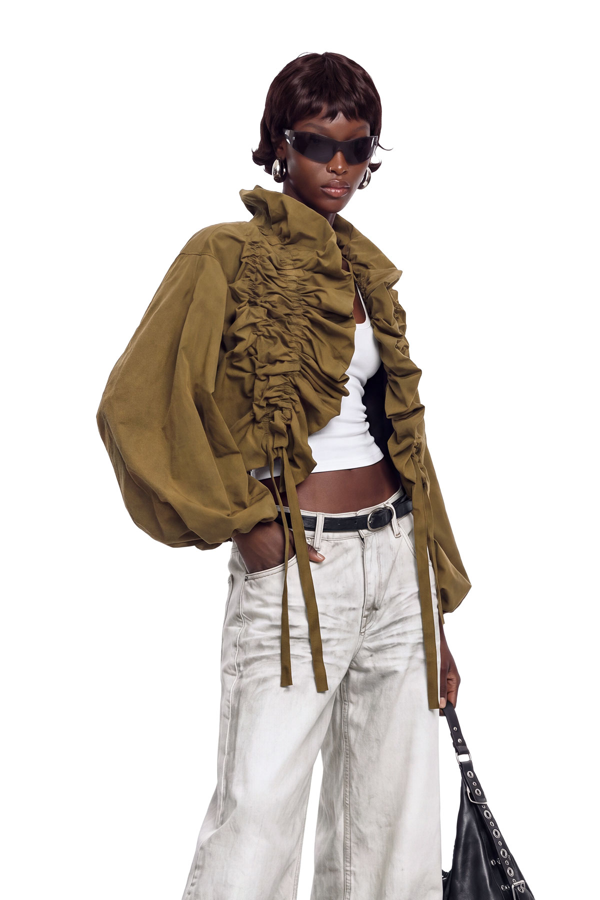 Kory Drawstring Ruffle Jacket