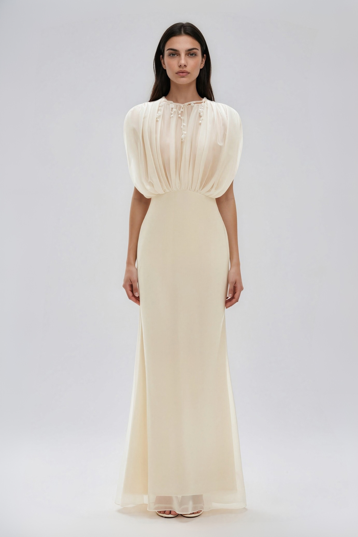 Kosta Mesh Draped Maxi Dress