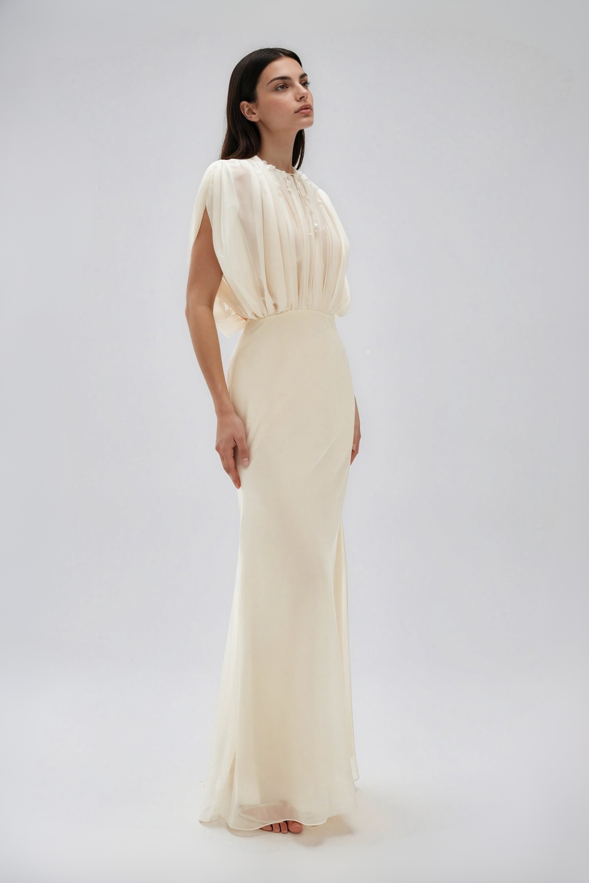 Kosta Mesh Draped Maxi Dress