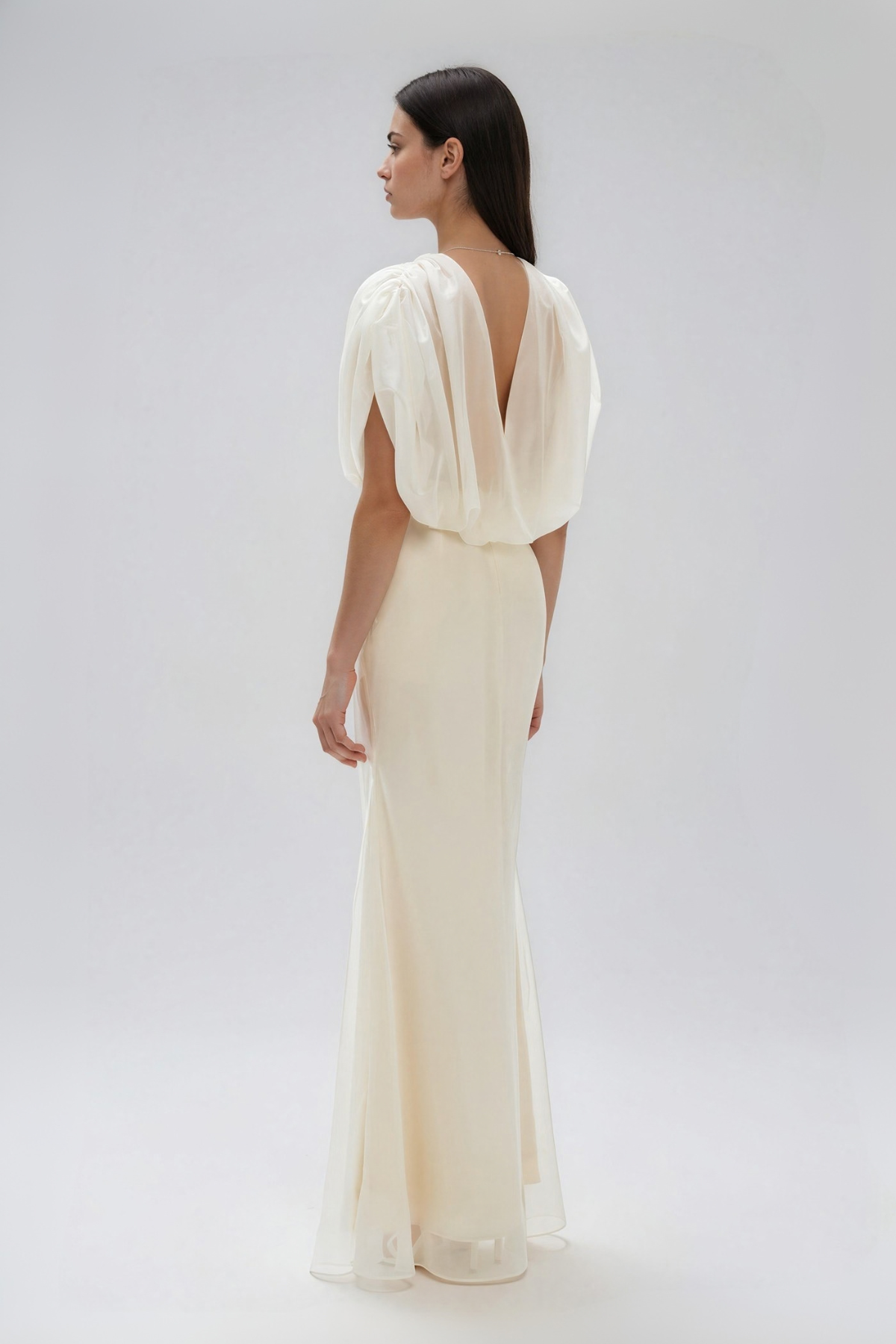 Kosta Mesh Draped Maxi Dress