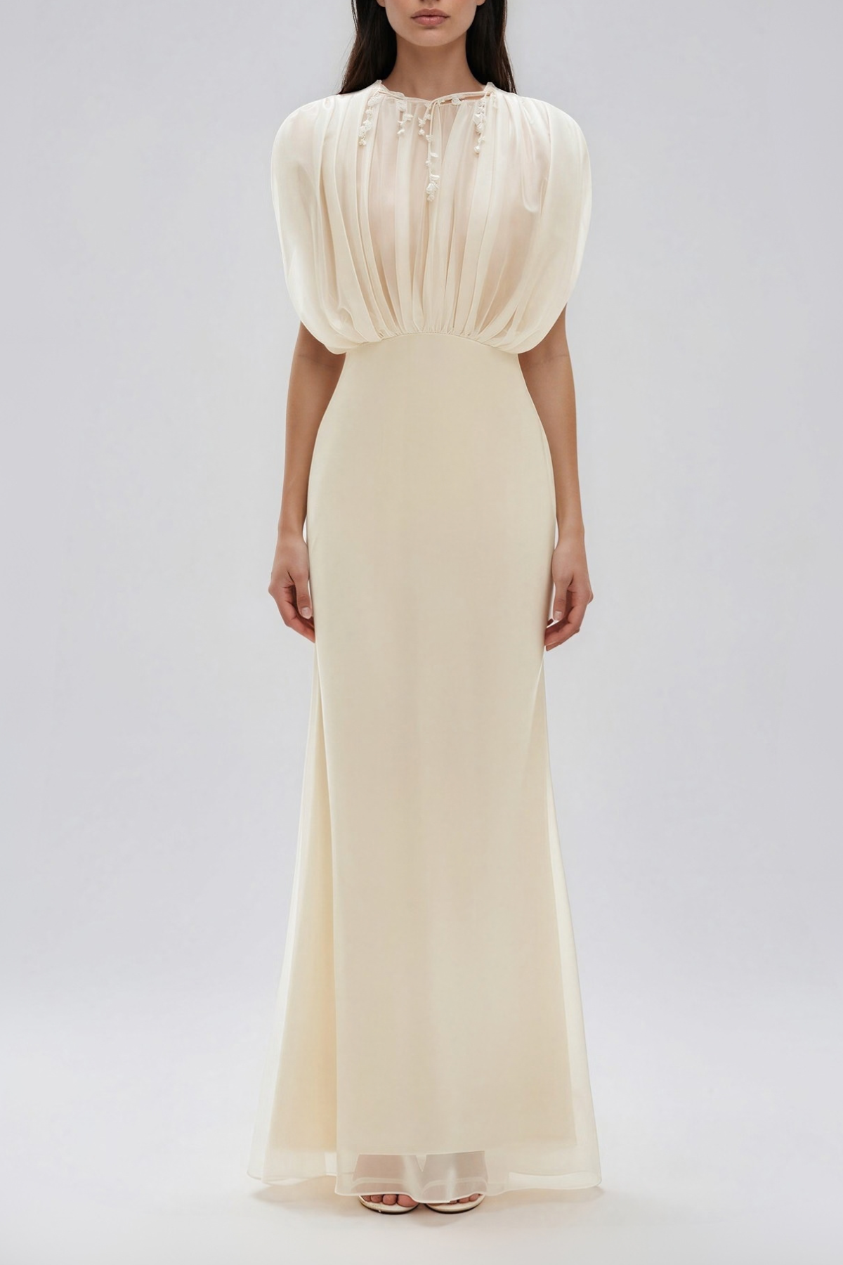 Kosta Mesh Draped Maxi Dress