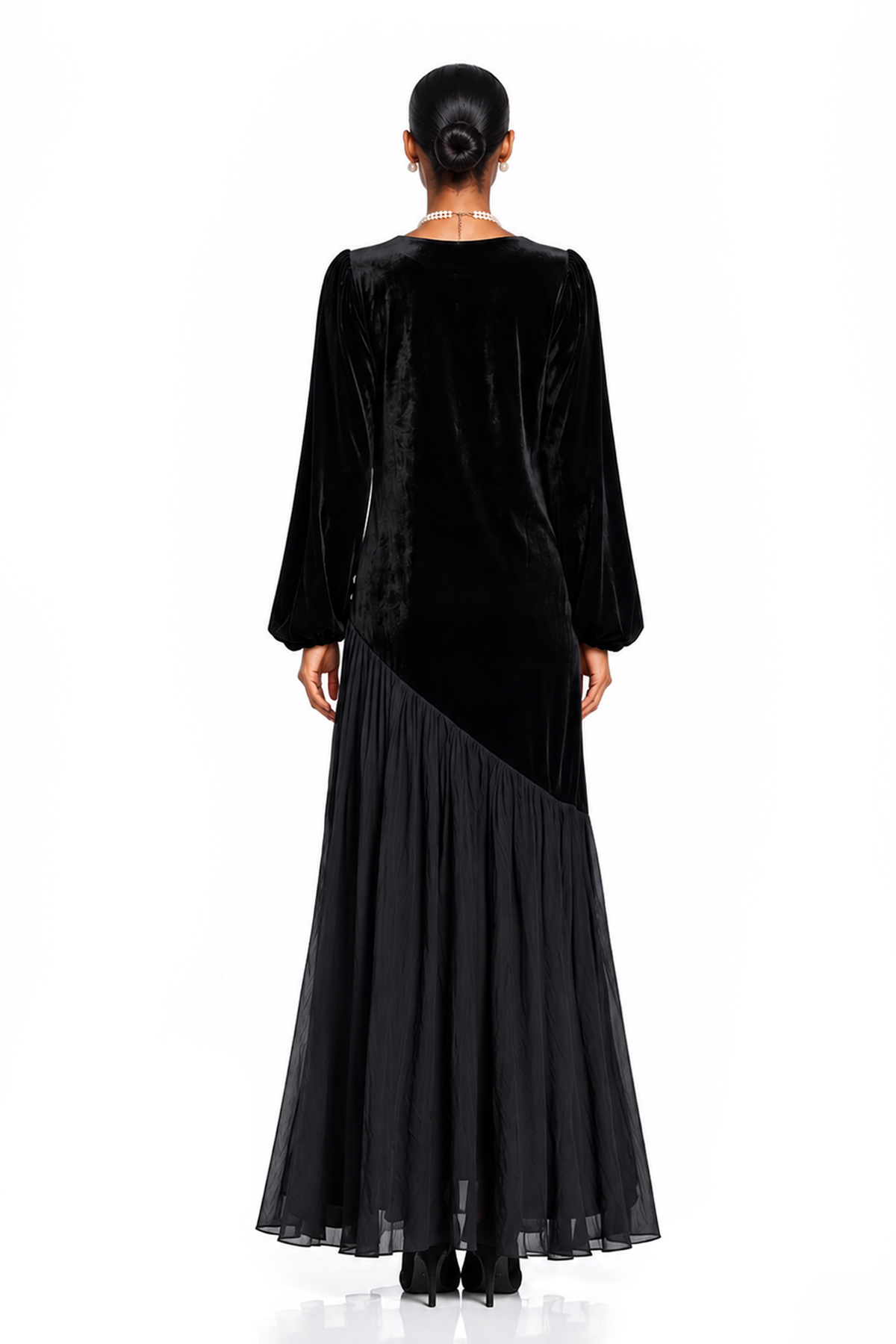 Kotono Balloon Sleeve Velvet Maxi Dress