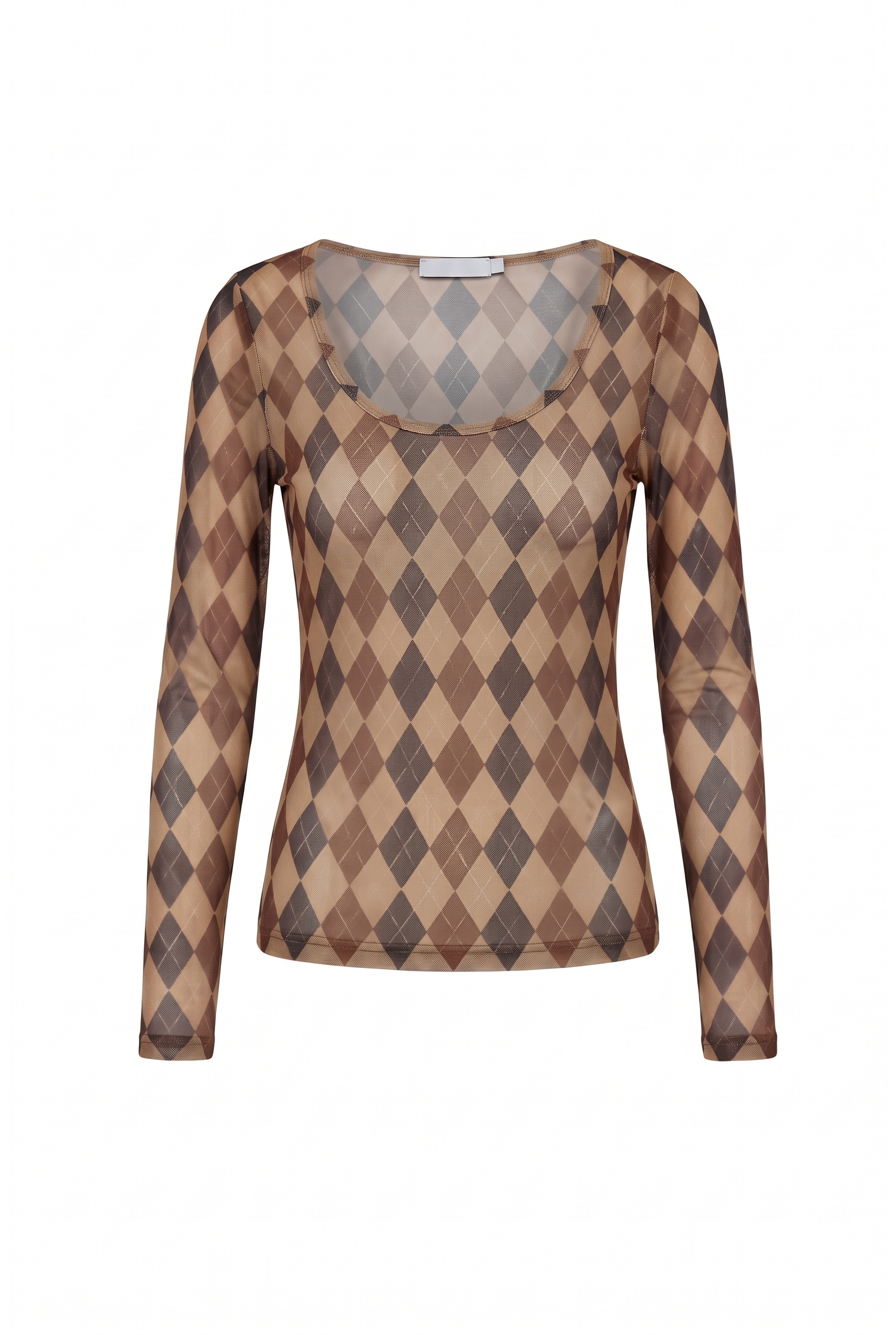 Kozue Argyle Mesh Top
