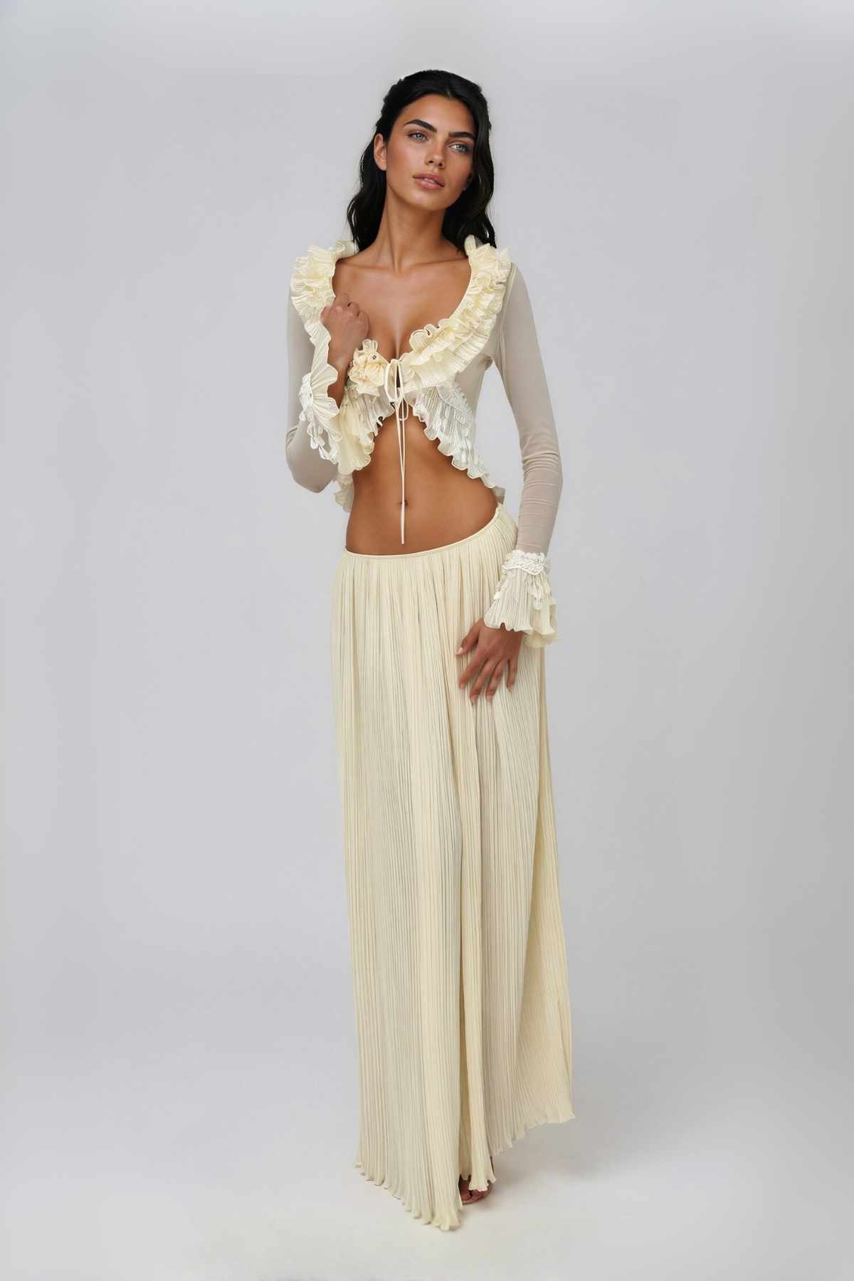 Kozuye Crop Ruffle Skirt Set